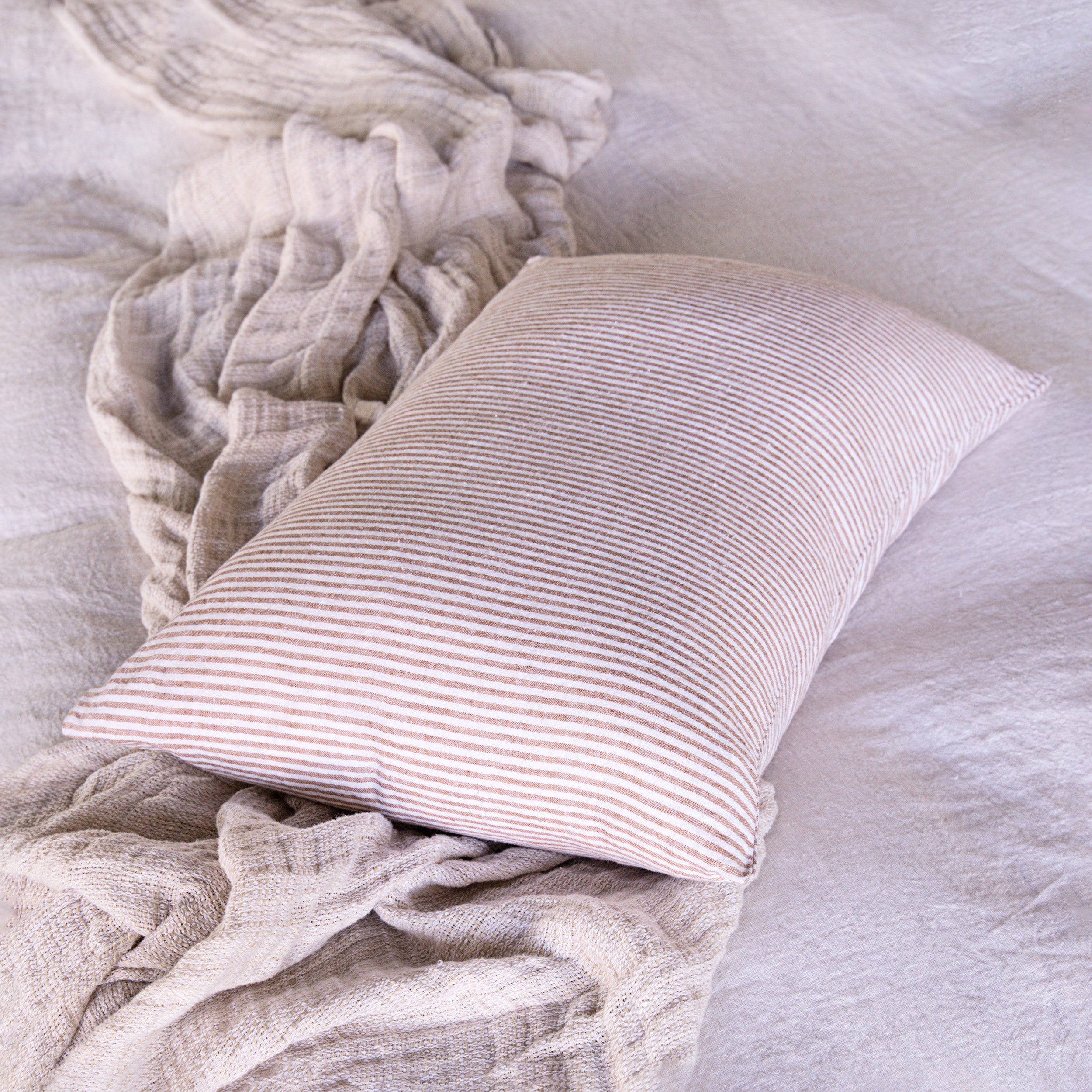 Stripe Linen Pillow | White & Rust Stripe | Hale Mercantile Co.