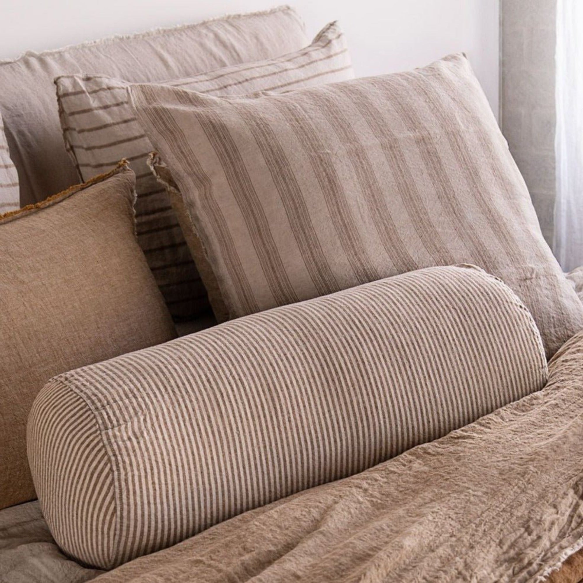 Linen Euro Shams | Brown Stripe | Hale Mercantile Co.