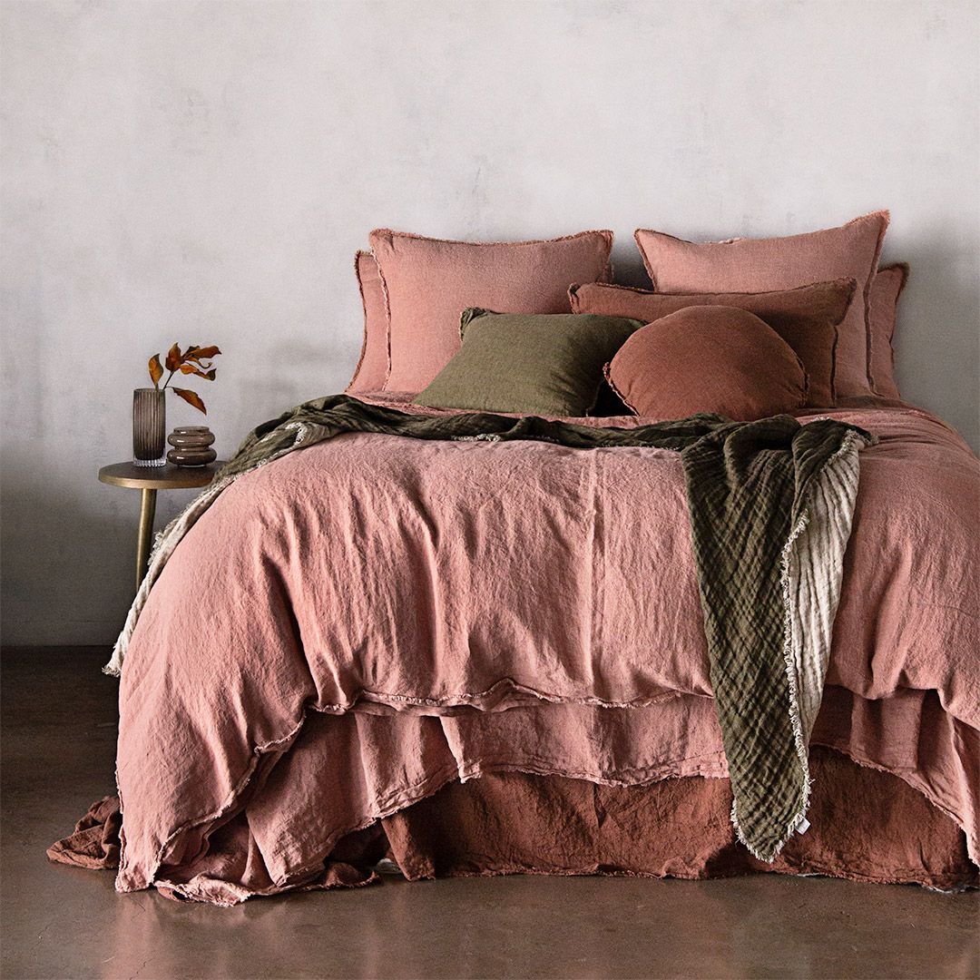 Reversible Linen Throw | Natural & Khaki | Hale Mercantile Co.