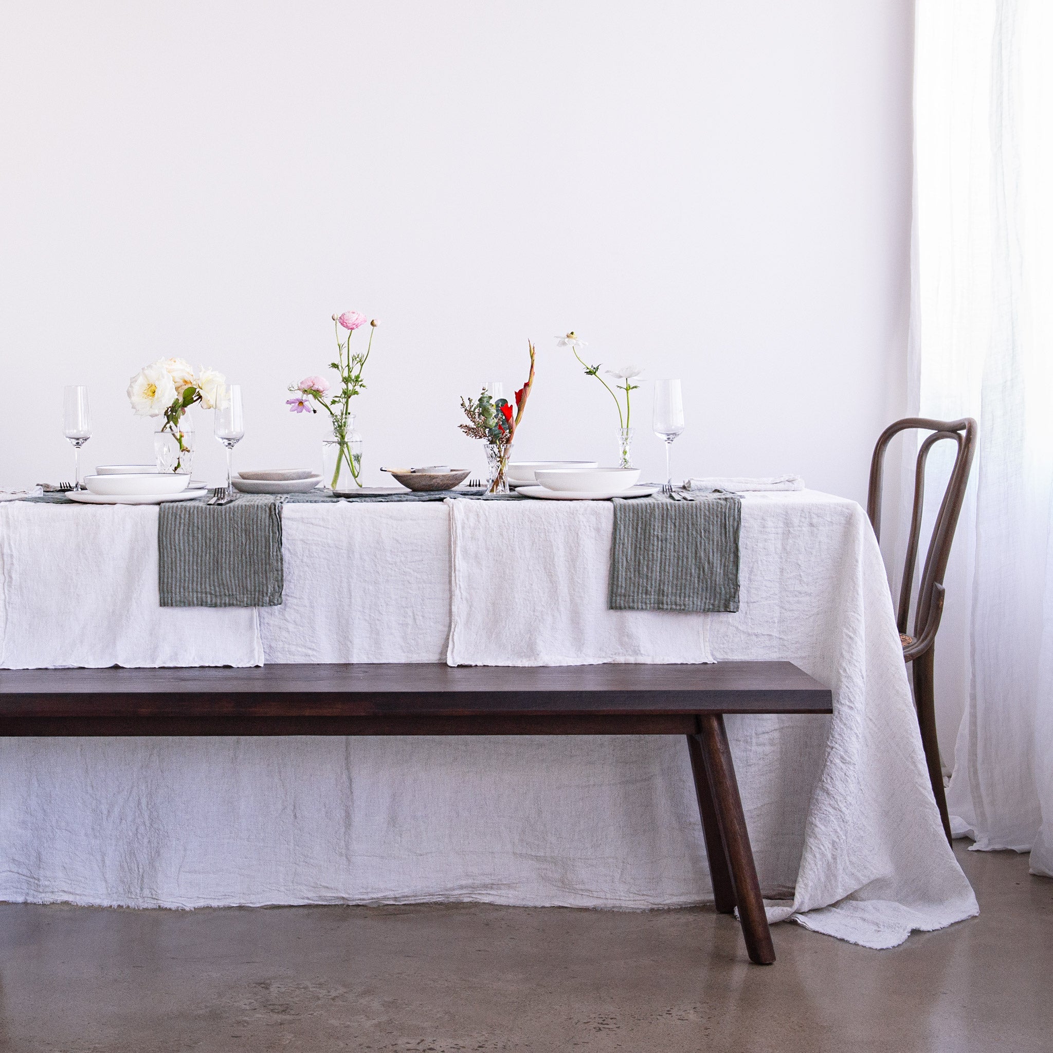 Stripe Linen Napkin | Teal & Brown Stripe | Hale Mercantile Co.