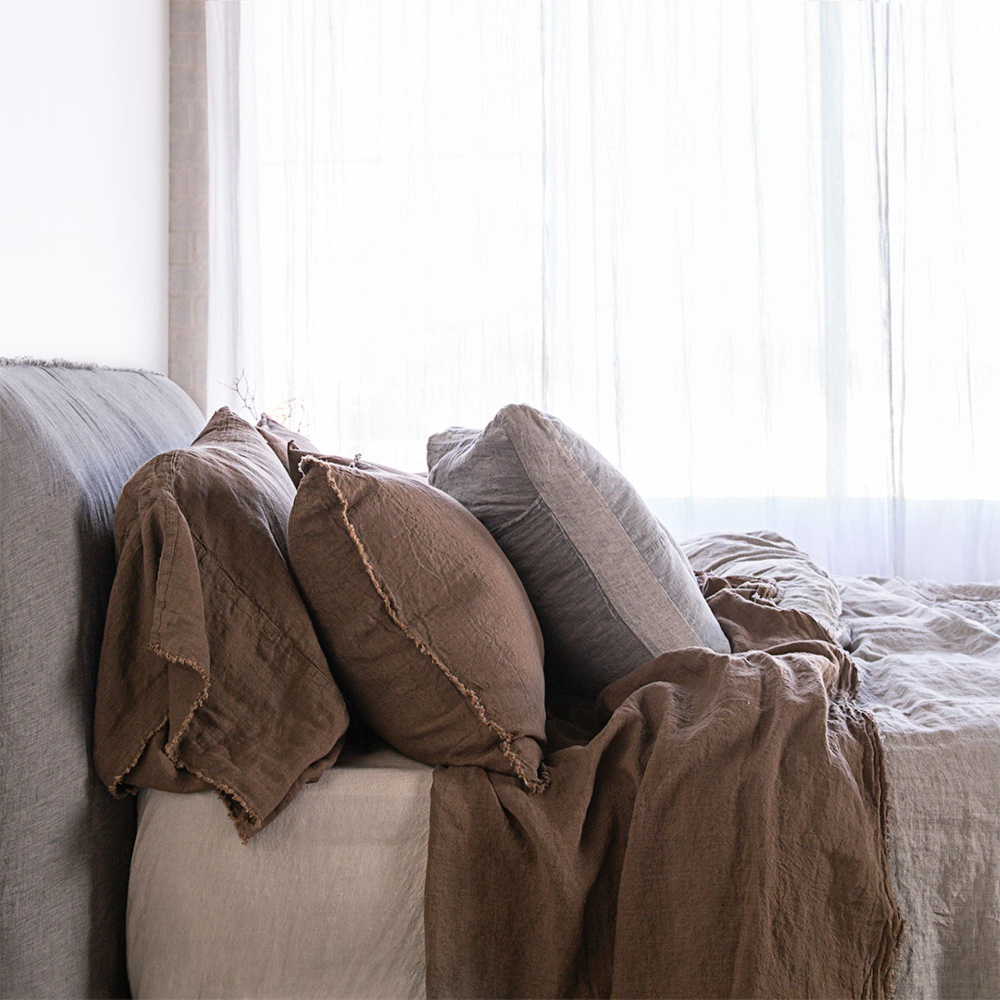 Flocca Linen Pillowcase | Chocolate Brown | Hale Mercantile Co.