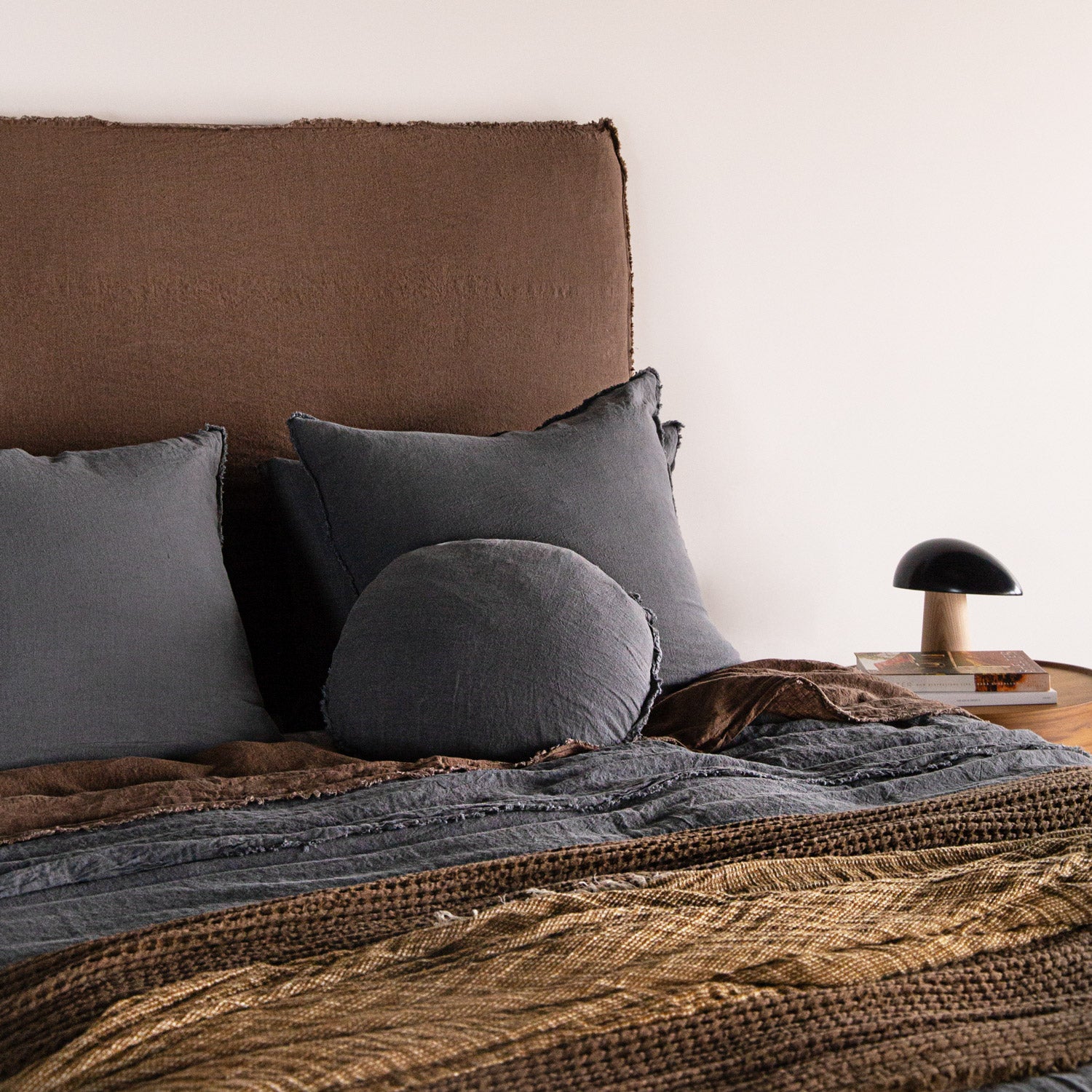 Round Linen Pillow | Charcoal Grey | Hale Mercantile Co.