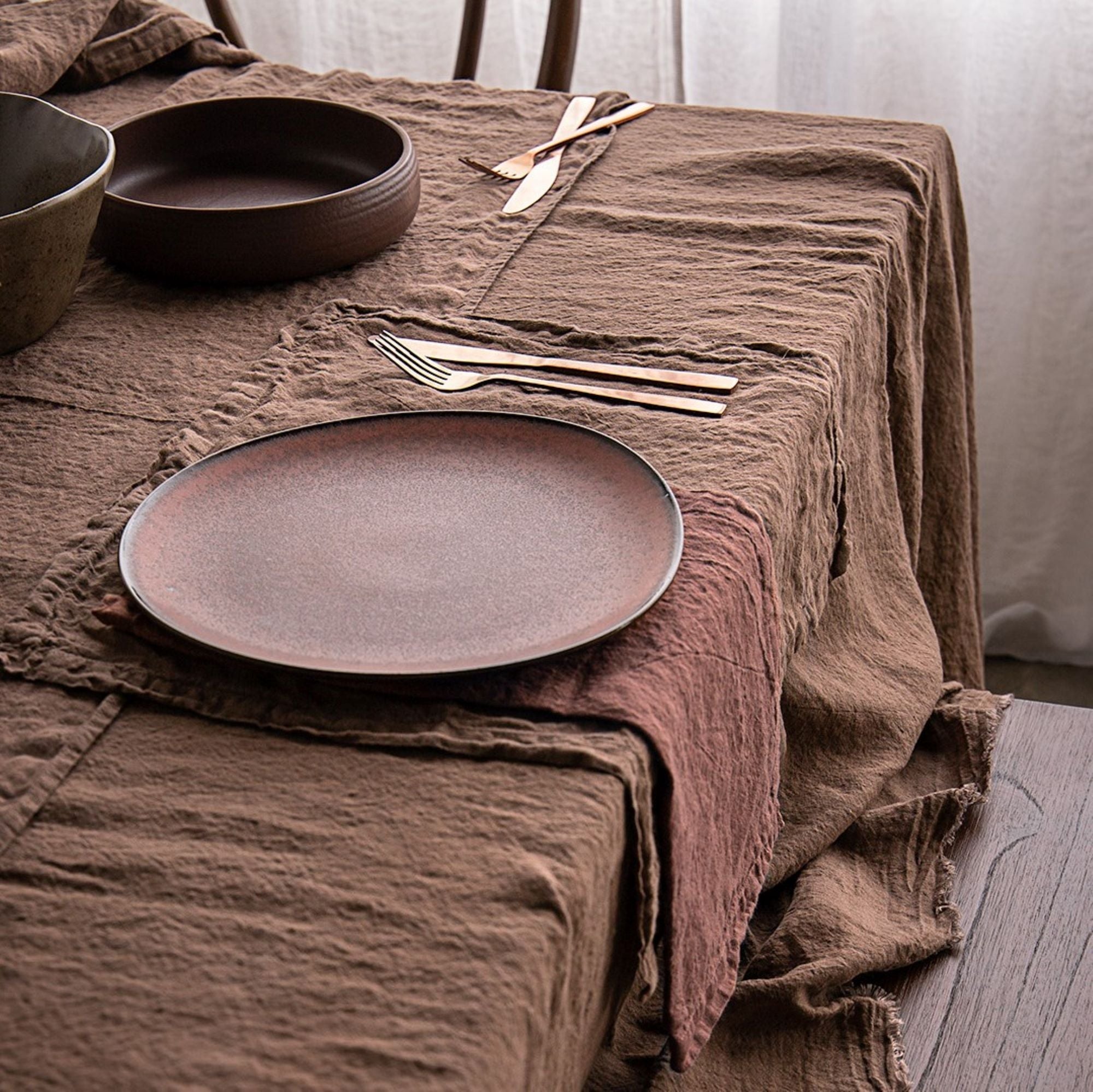Linen Tablecloth | Chocolate Brown  | Hale Mercantile Co.