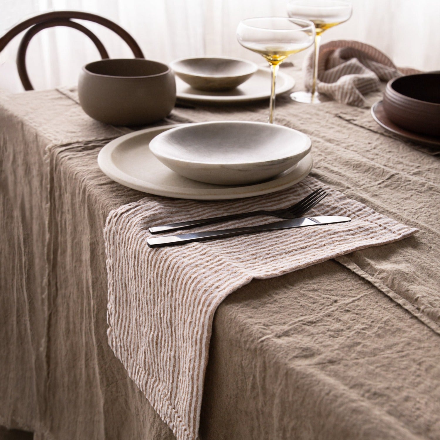Stripe Linen Napkin | White & Rust Stripe | Hale Mercantile Co.