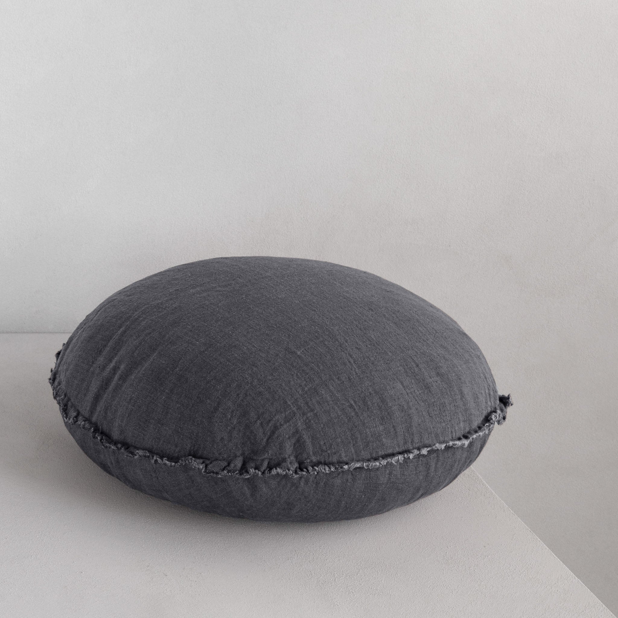 Round Linen Pillow | Charcoal Grey | Hale Mercantile Co.