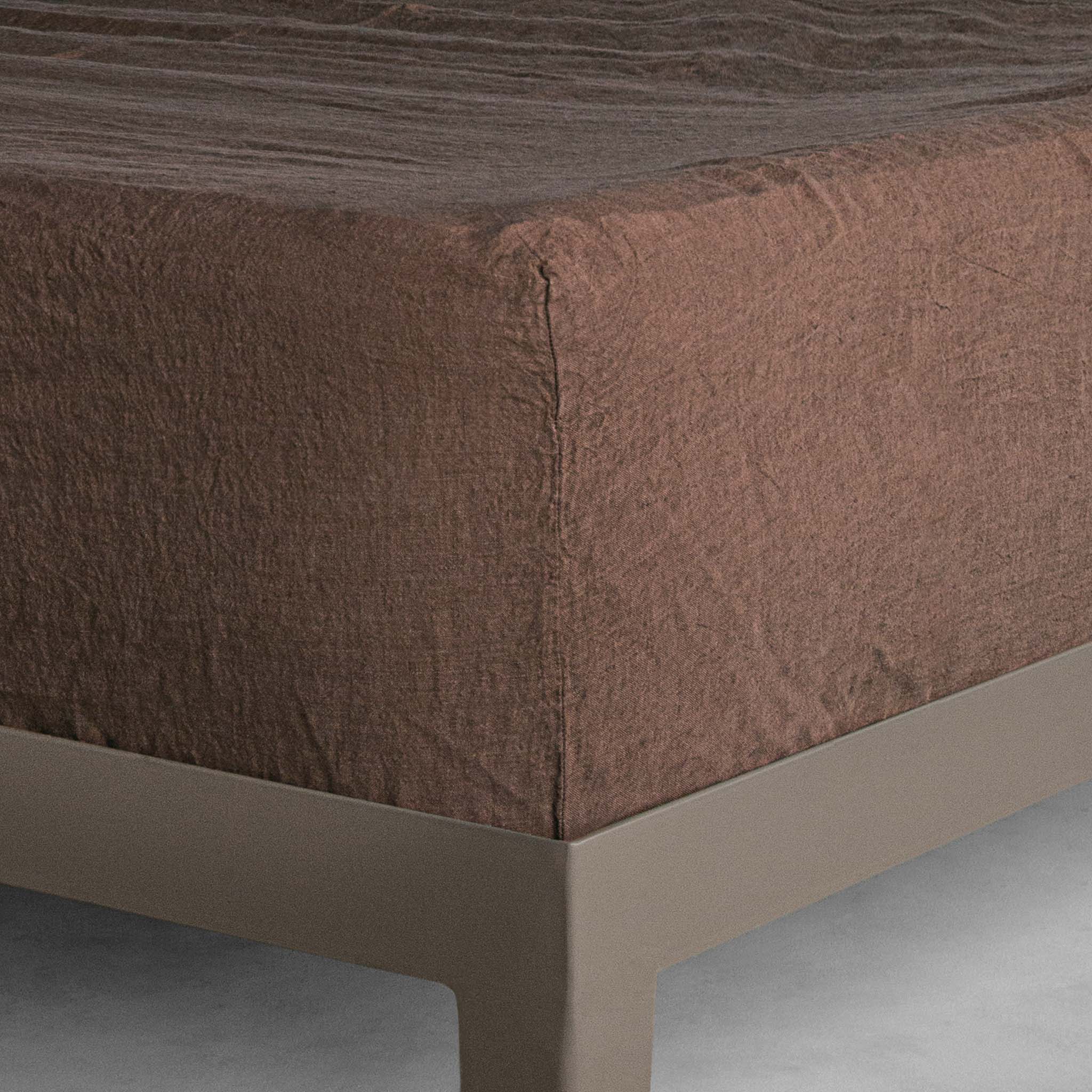 Linen Fitted Sheet | Chocolate Brown | Hale Mercantile Co.