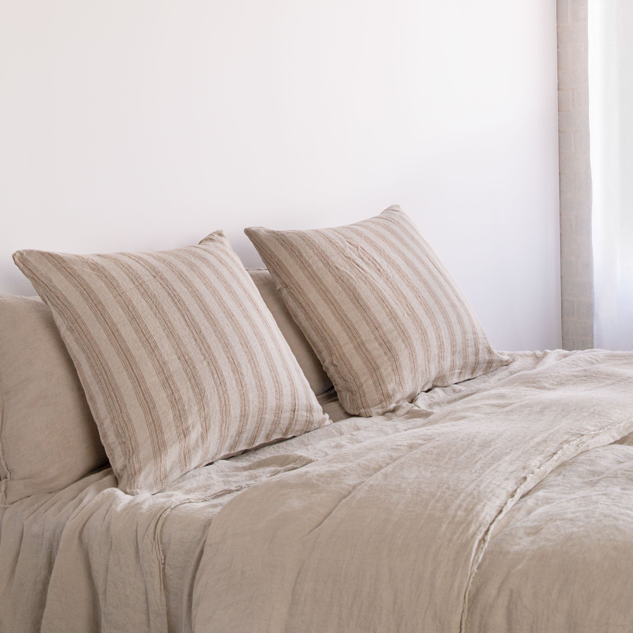 Linen Euro Shams | Brown Stripe | Hale Mercantile Co.