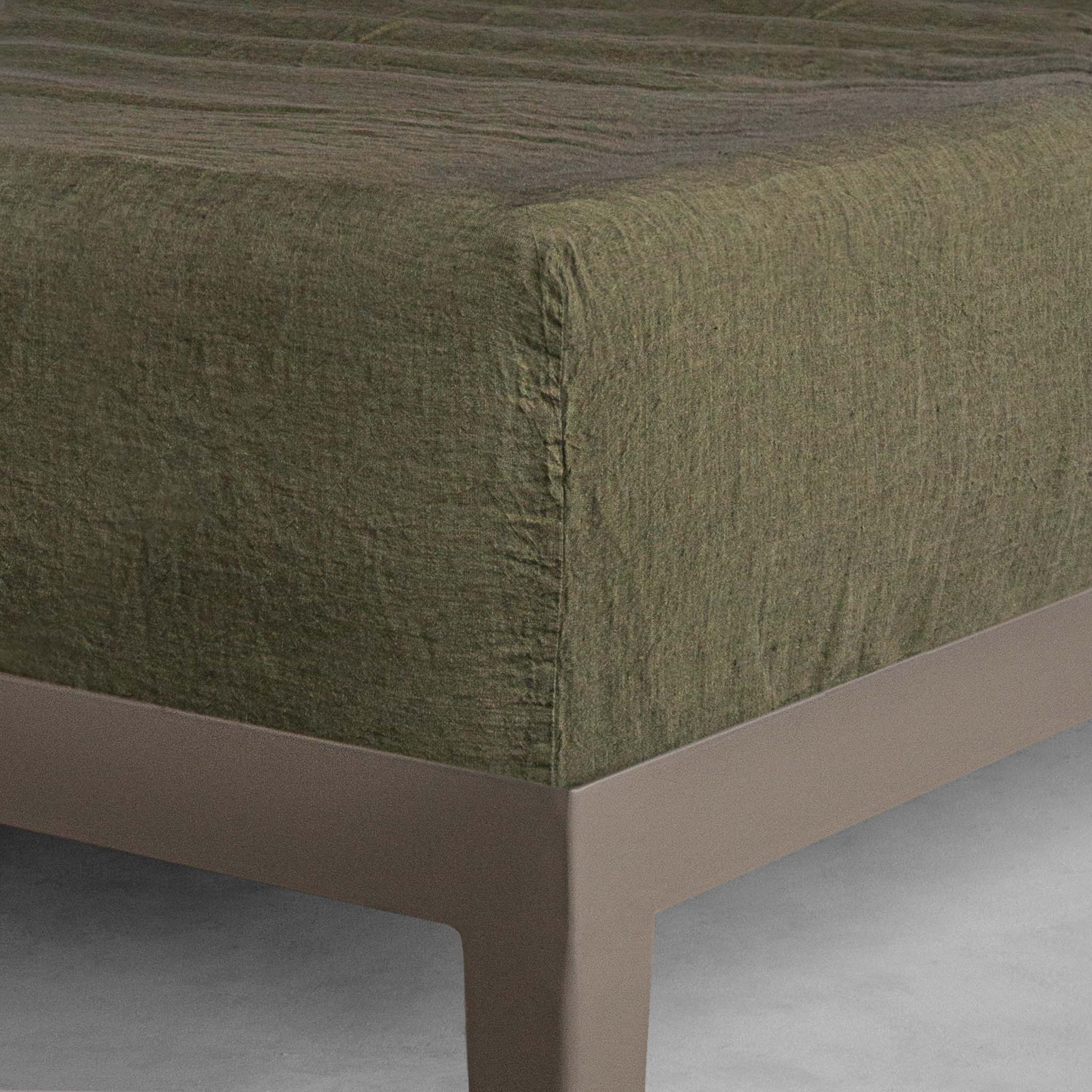 Linen Fitted Sheet | Deep Khaki | Hale Mercantile Co.