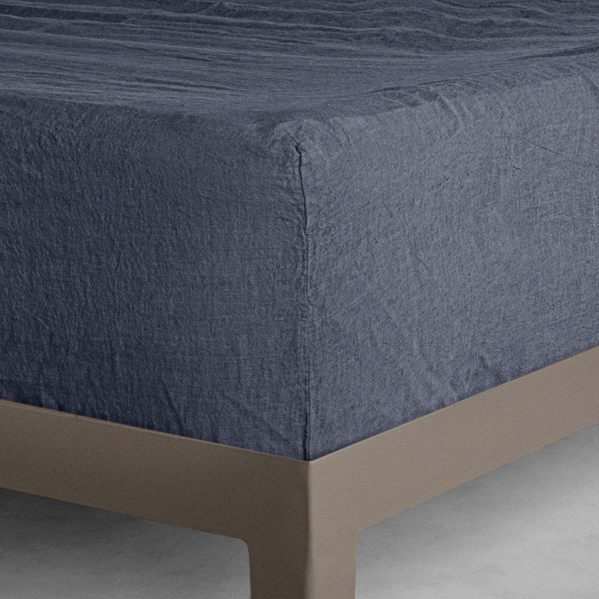 Linen Fitted Sheet | Deep Sea Blue | Hale Mercantile Co.