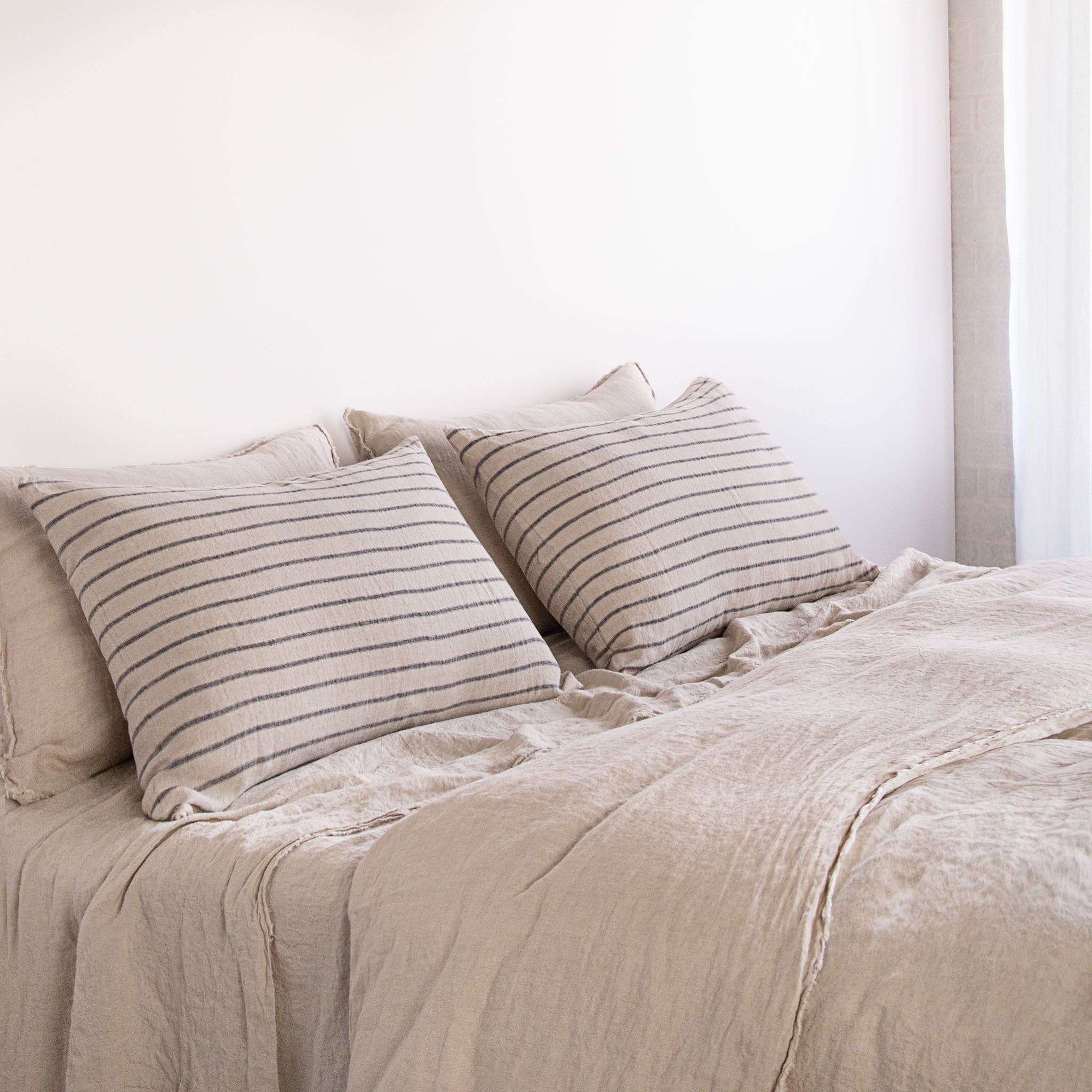 Stripe Linen Pillowcase | Natural Stripe | Hale Mercantile Co.