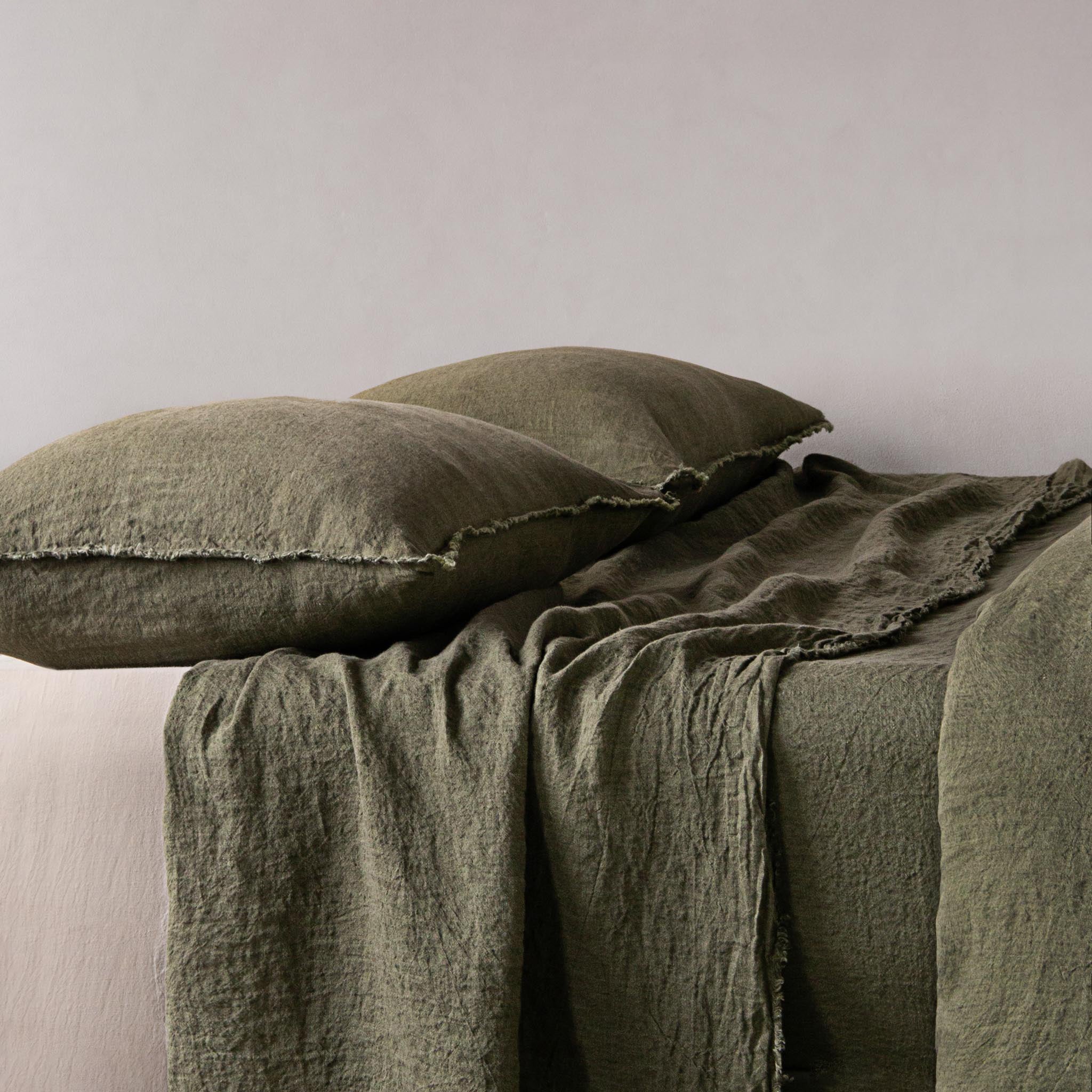 Flocca Linen Pillowcase | Deep Khaki | Hale Mercantile Co.