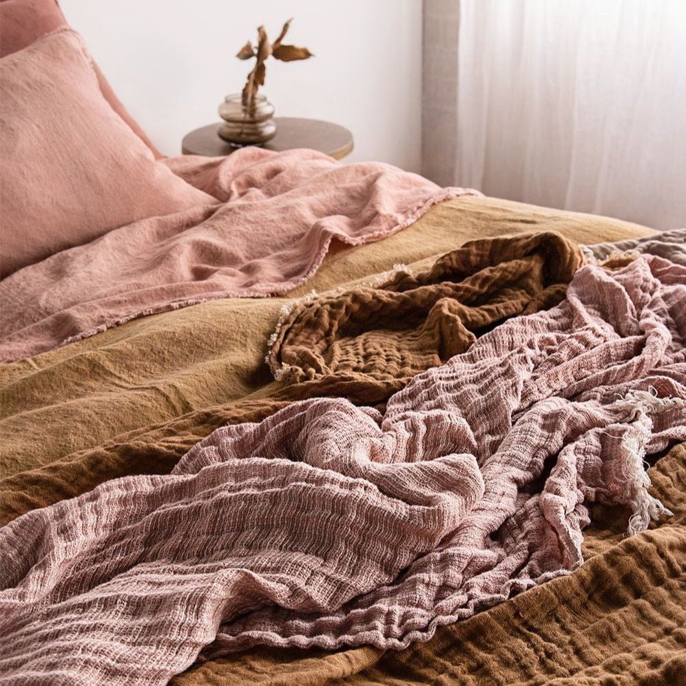 Linen Throw Blanket | Clay Pink | Hale Mercantile Co.