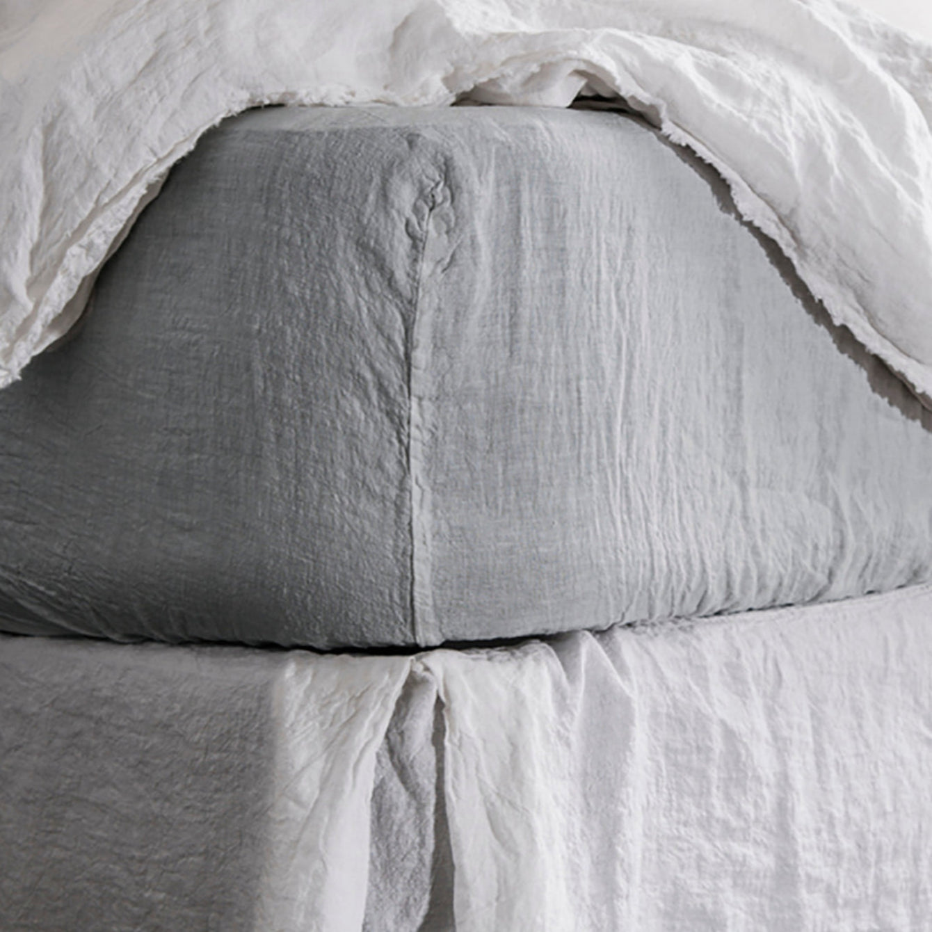 Linen Fitted Sheet | Pale Grey | Hale Mercantile Co.