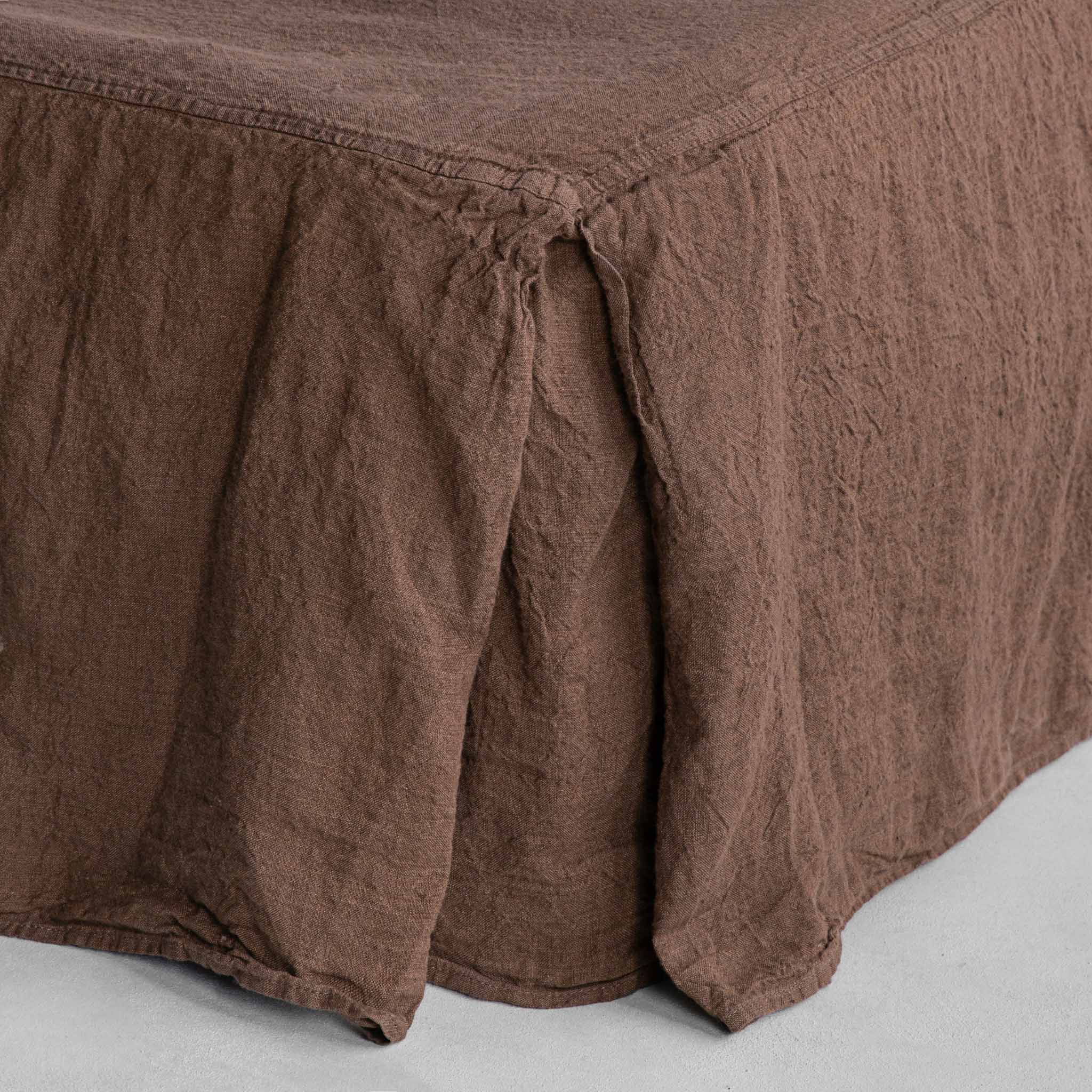 Linen Bed Skirt | Chocolate Brown | Hale Mercantile Co.