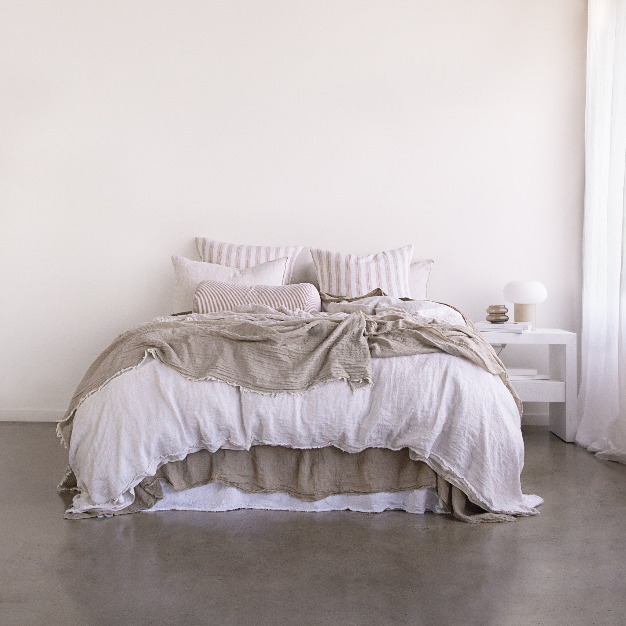 Luxury Linen Bed Skirt | Pale Stone | Hale Mercantile Co.