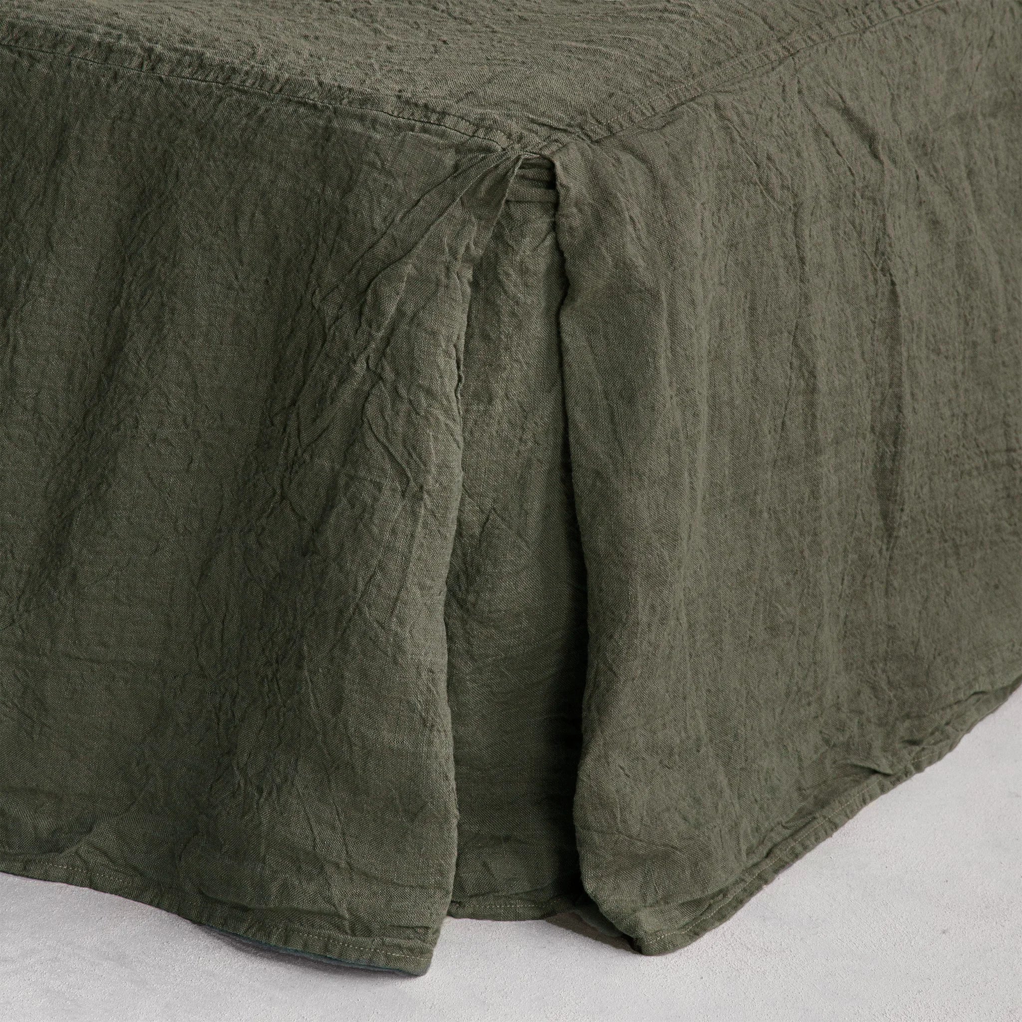 Linen Bed Skirt | Deep Khaki | Hale Mercantile Co.