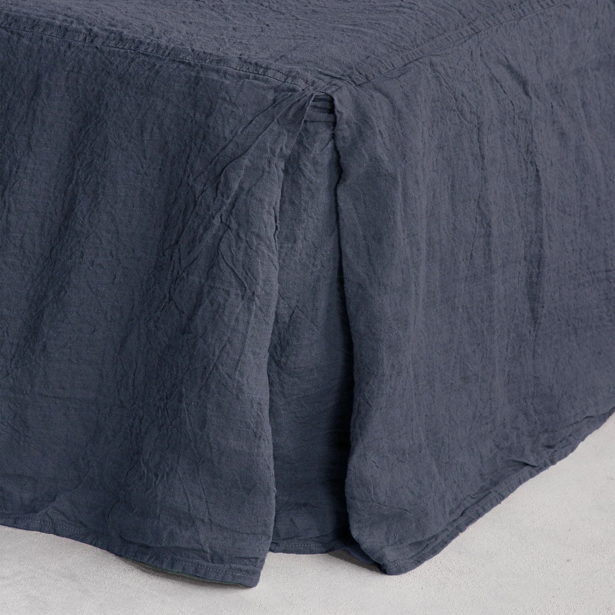 Linen Bed Skirt | Deep Sea Blue | Hale Mercantile Co.