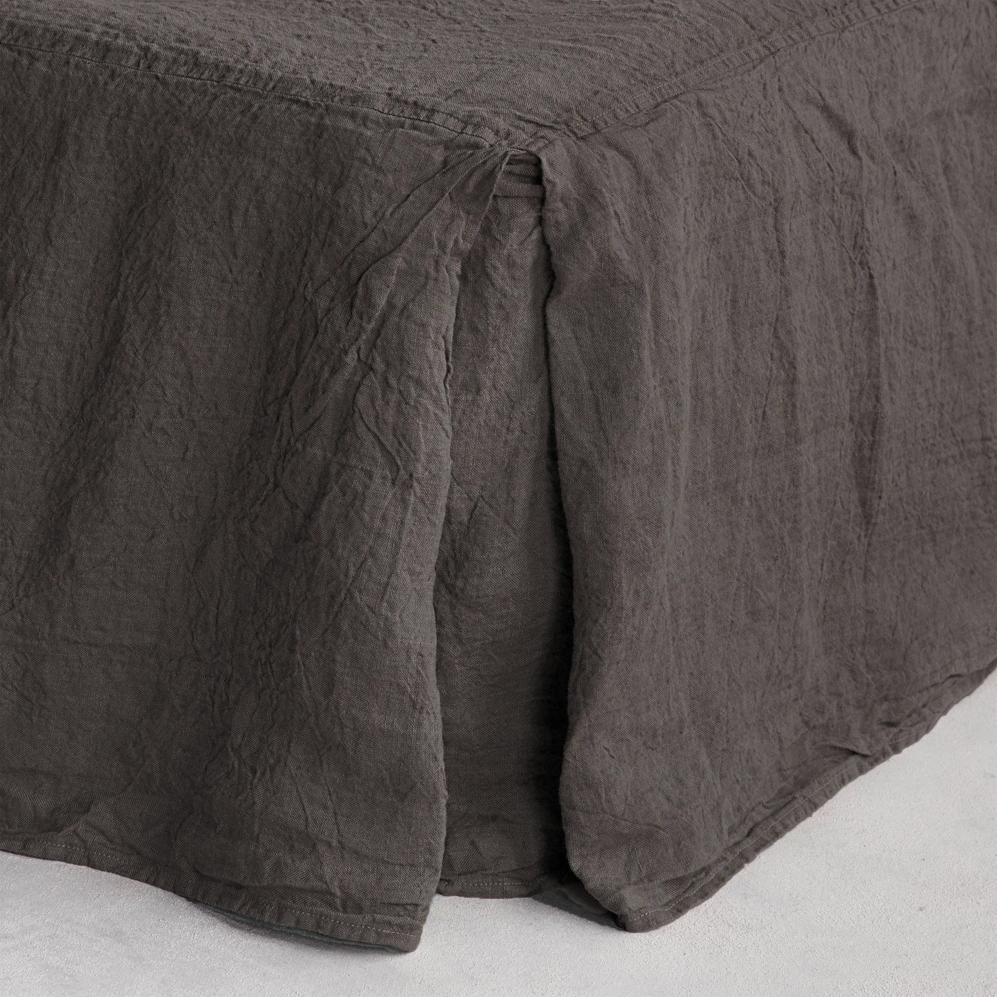 Linen Bed Skirt | Muted Black | Hale Mercantile Co.
