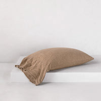Flocca Long Linen Pillowcase - Brun