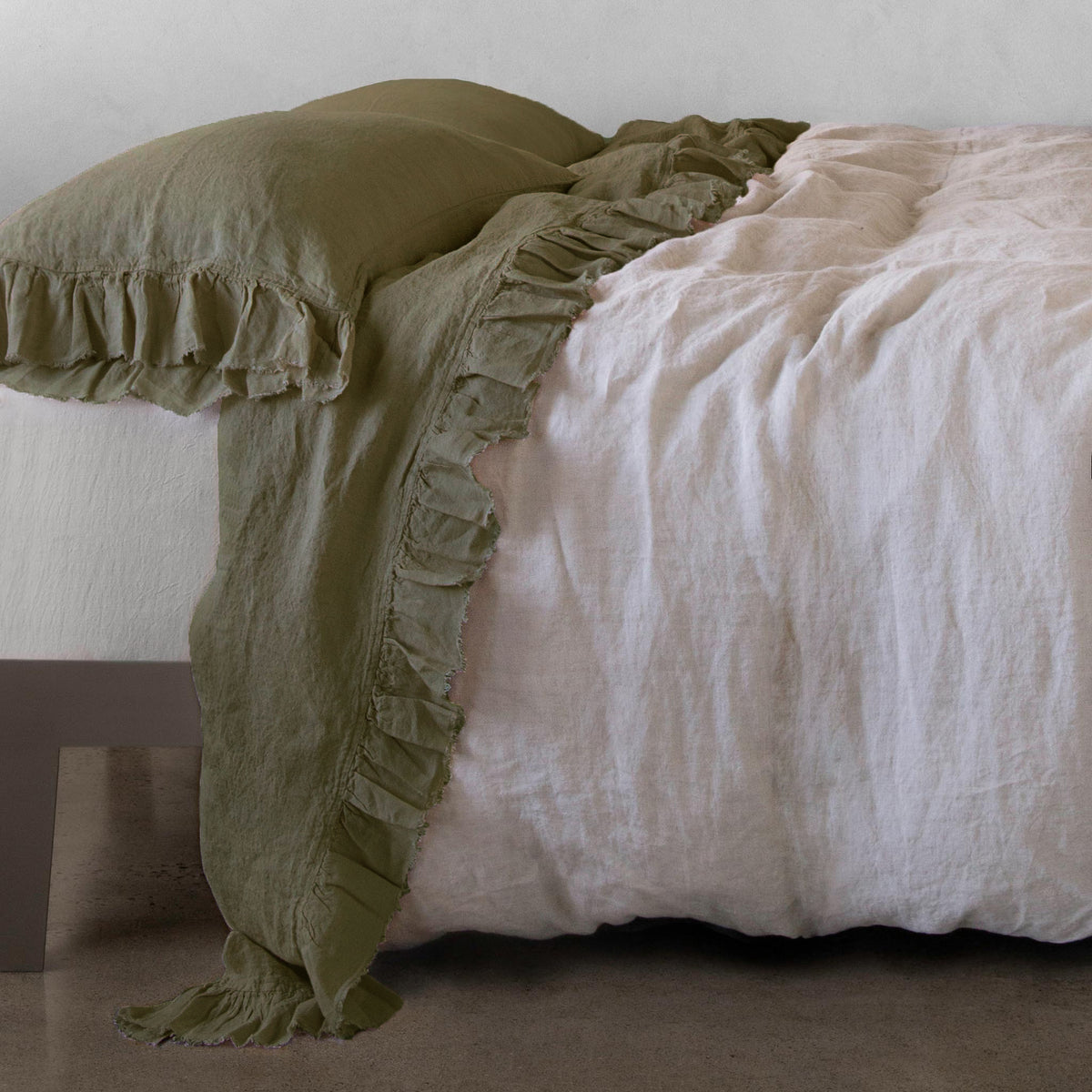 Kristine Linen Flat Sheet - Armee