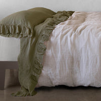Kristine Linen Flat Sheet - Armee