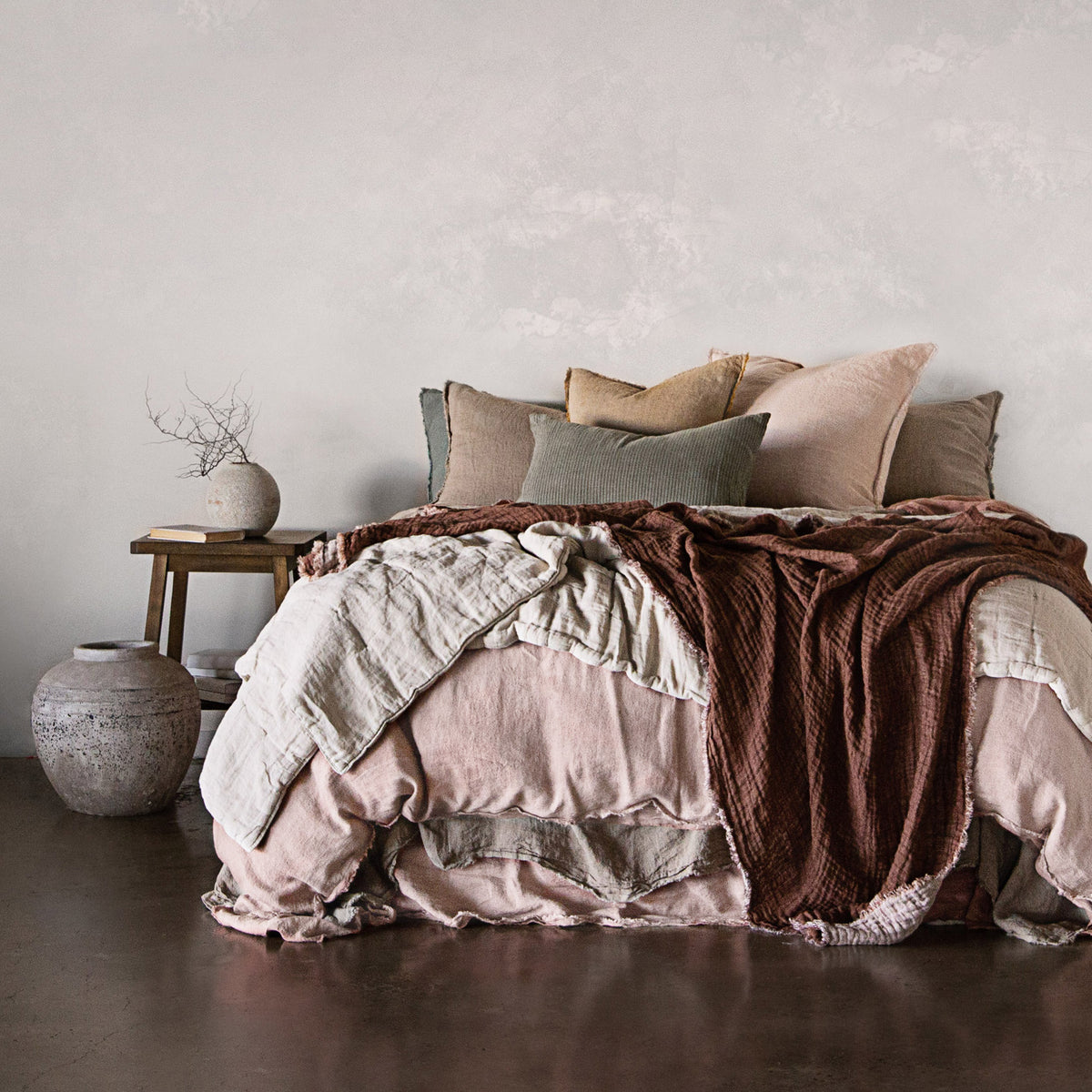 Basix Linen Bed Skirt - Floss