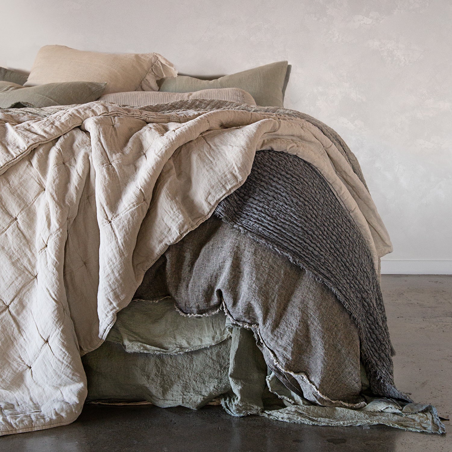 Luxury Linen Bed Skirt | Oceanic Green Blue | Hale Mercantile Co.