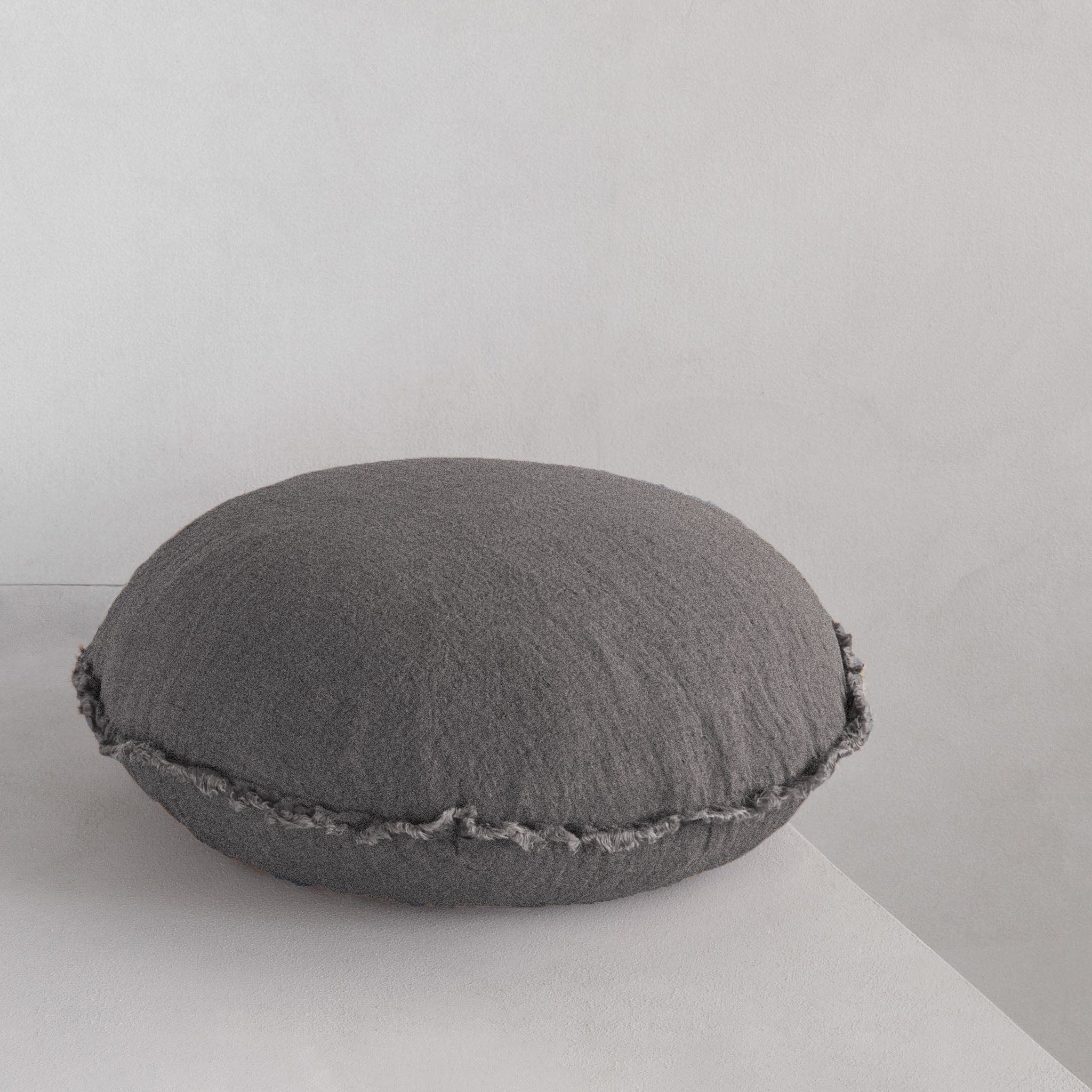 Round Linen Pillow | Muted Black | Hale Mercantile Co.