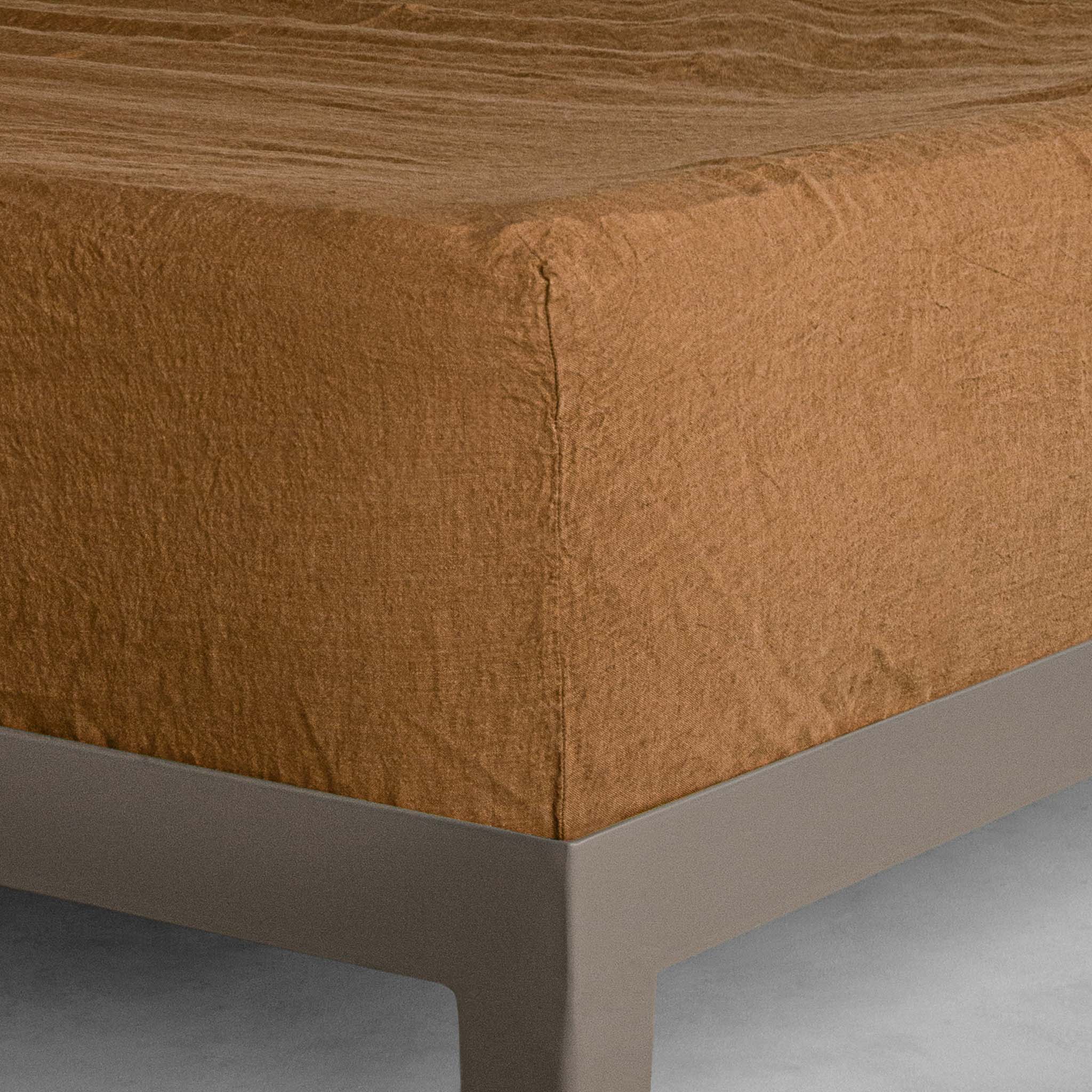 Linen Fitted Sheet | Earthy Rust Tone | Hale Mercantile Co.