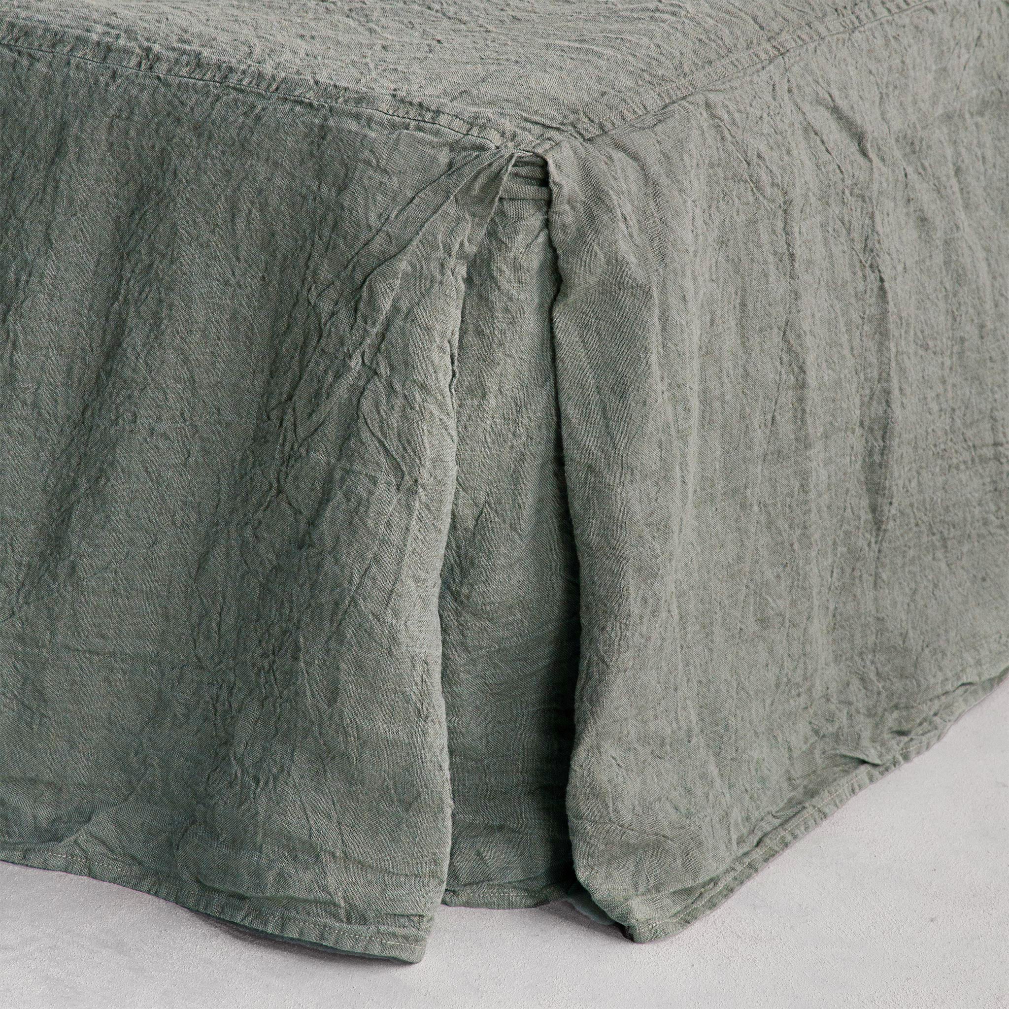 Luxury Linen Bed Skirt | Oceanic Green Blue | Hale Mercantile Co.
