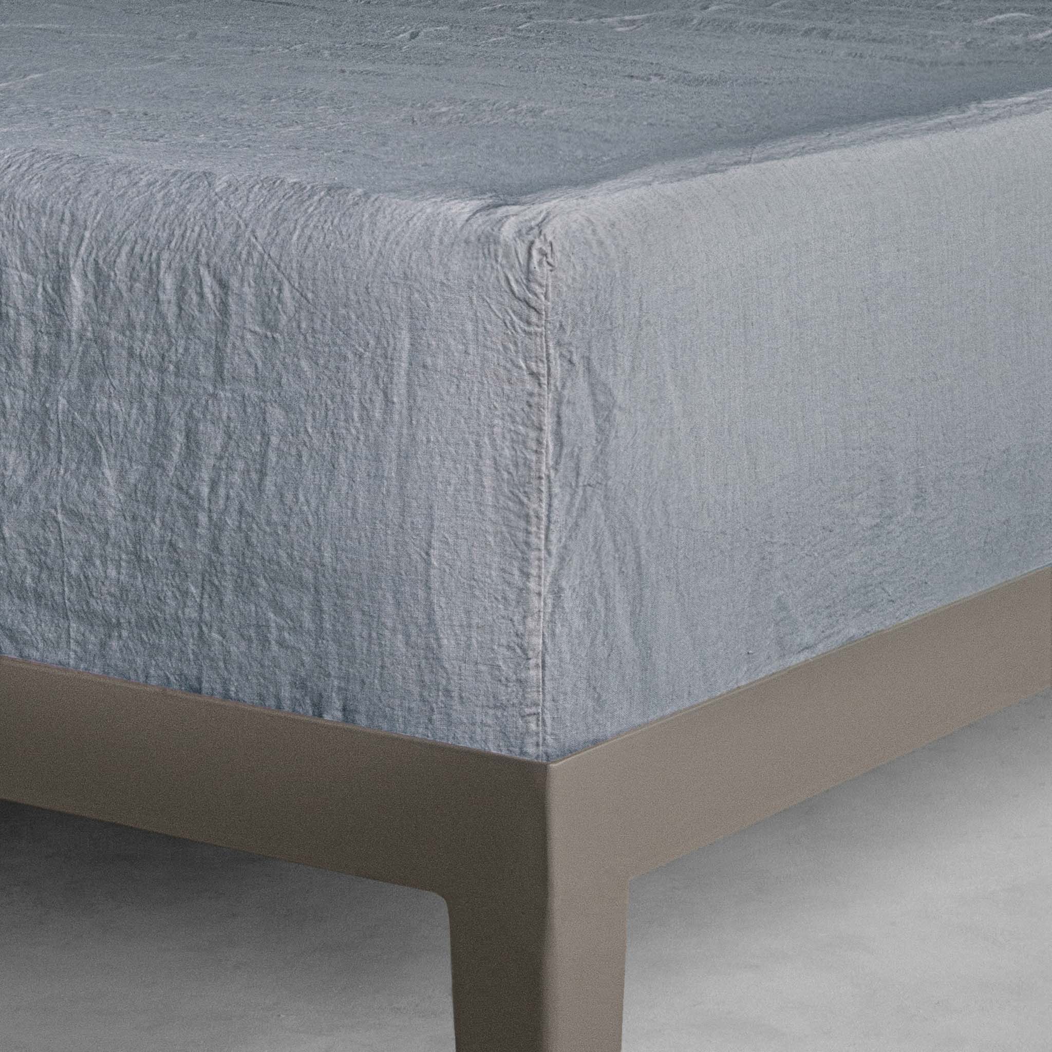 Linen Fitted Sheet | Cornflower Blue | Hale Mercantile Co.