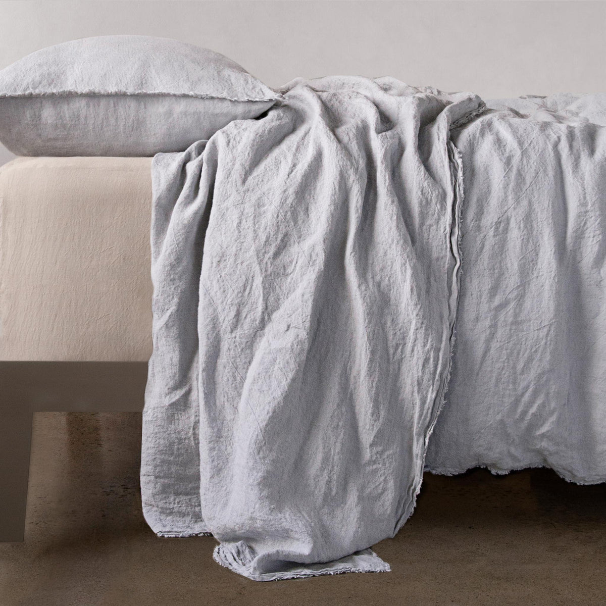 Flocca Linen Flat Sheet - Fog - Cal King