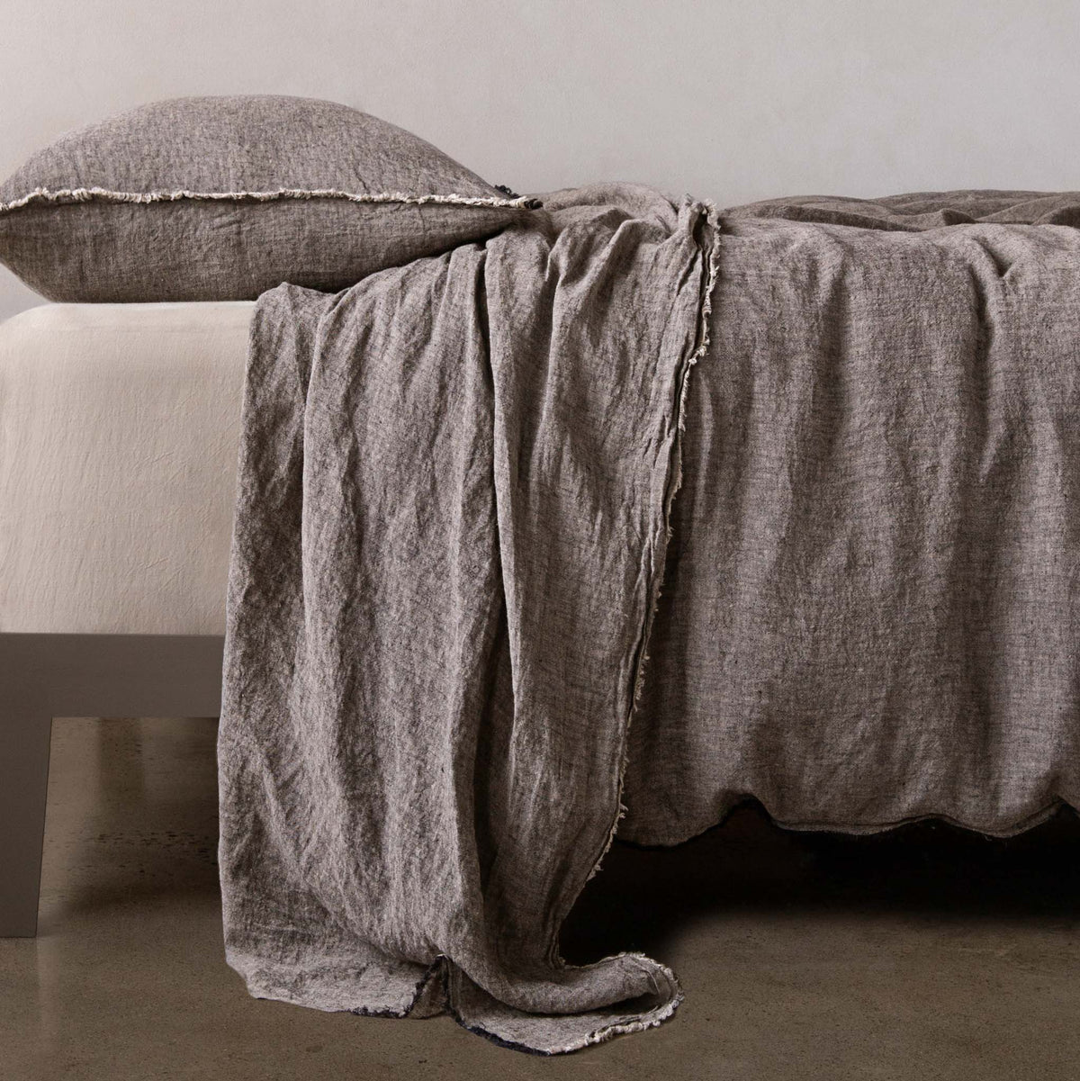 Flocca Linen Flat Sheet - Nox - Cal King