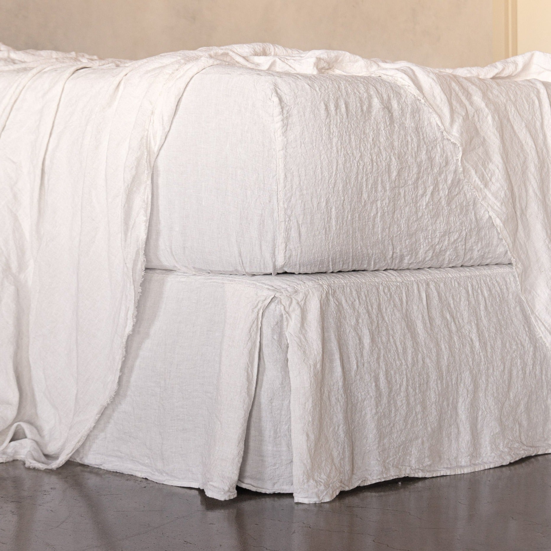 Luxury Linen Bed Skirt | Pale Stone | Hale Mercantile Co.