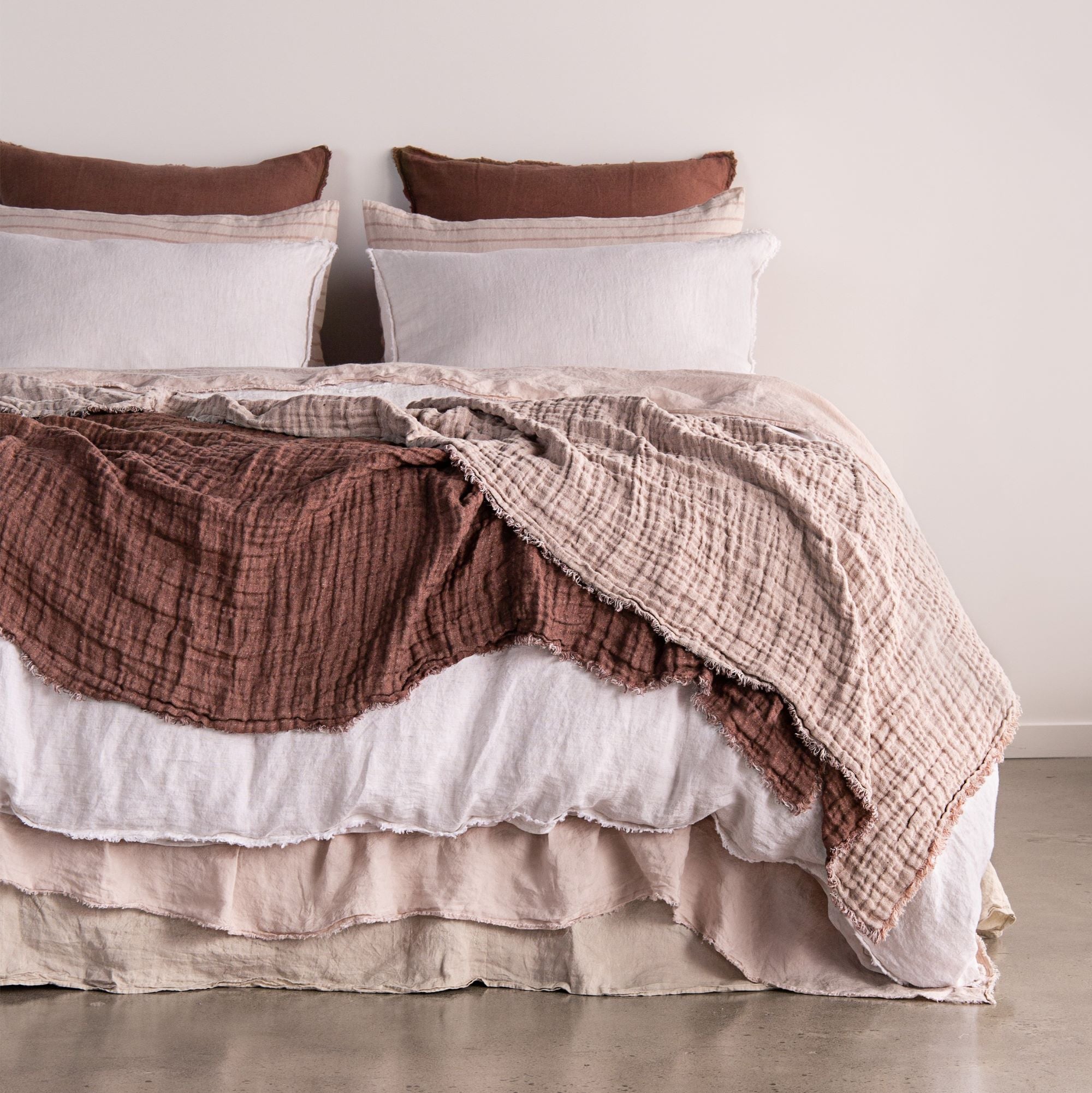 Reversible Linen Throw | Pink & Mulberry | Hale Mercantile Co.