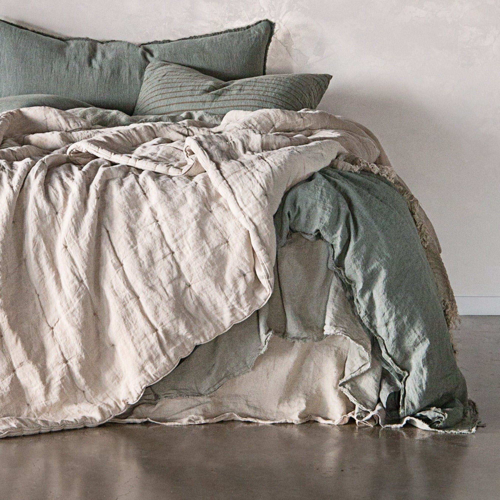 Luxury Linen Bed Skirt | Sandy Color | Hale Mercantile Co.