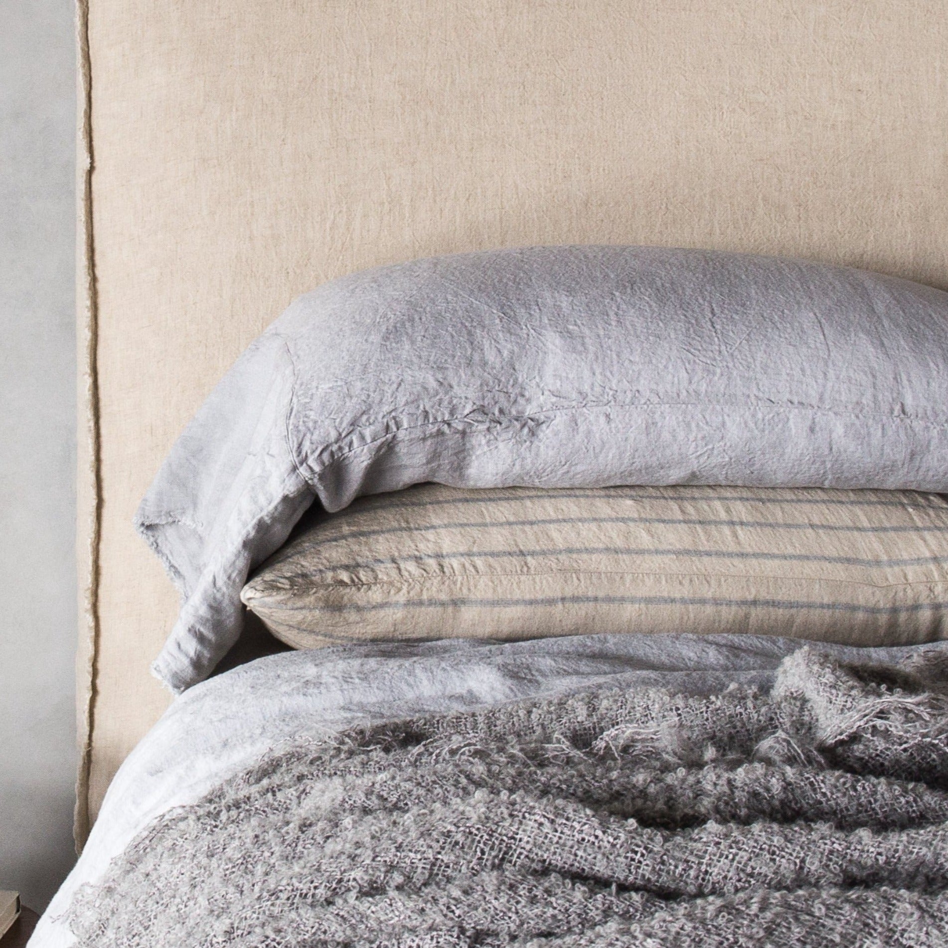Long Linen Pillowcases | Pale Grey | Hale Mercantile Co.