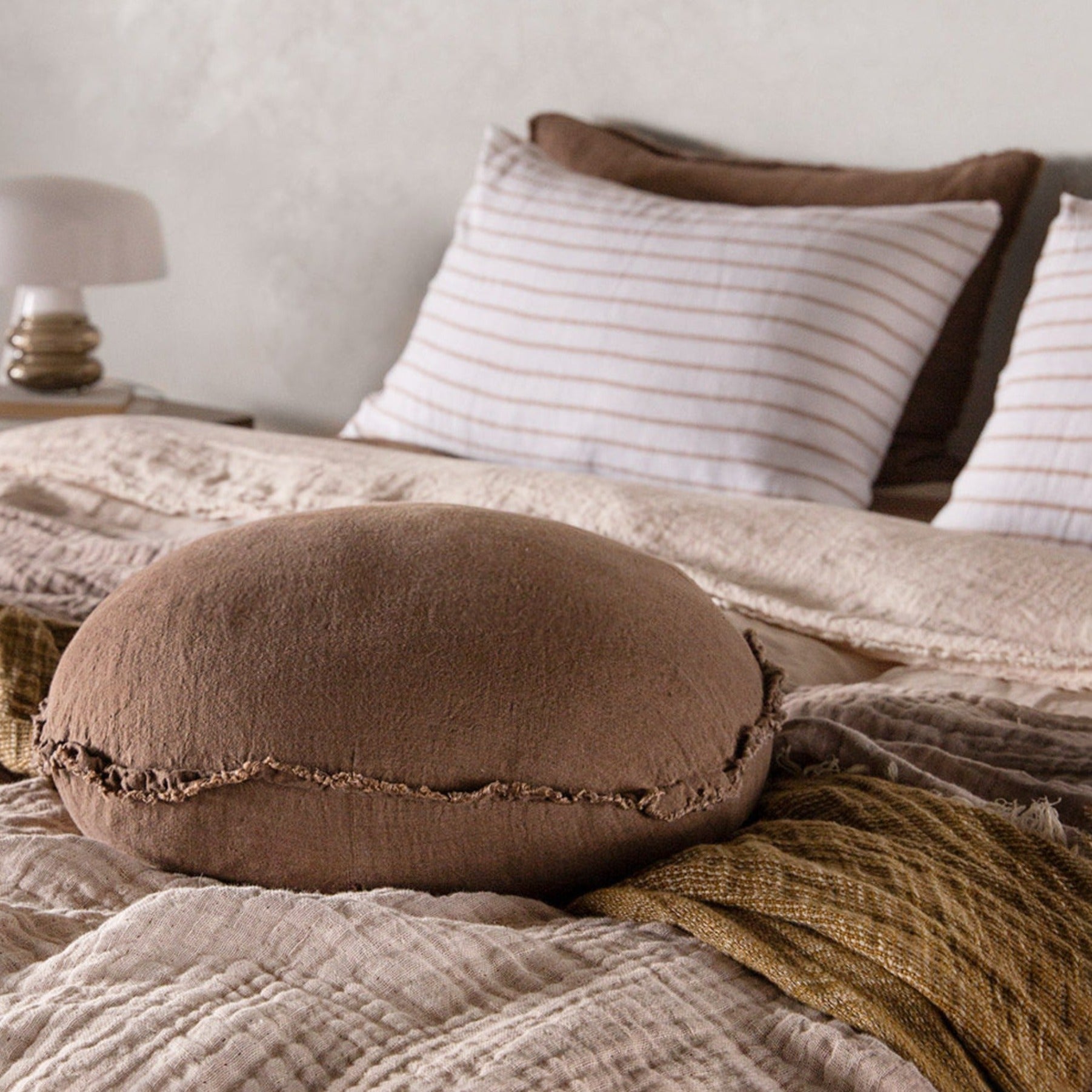 Round Linen Pillow | Chocolate Brown | Hale Mercantile Co.