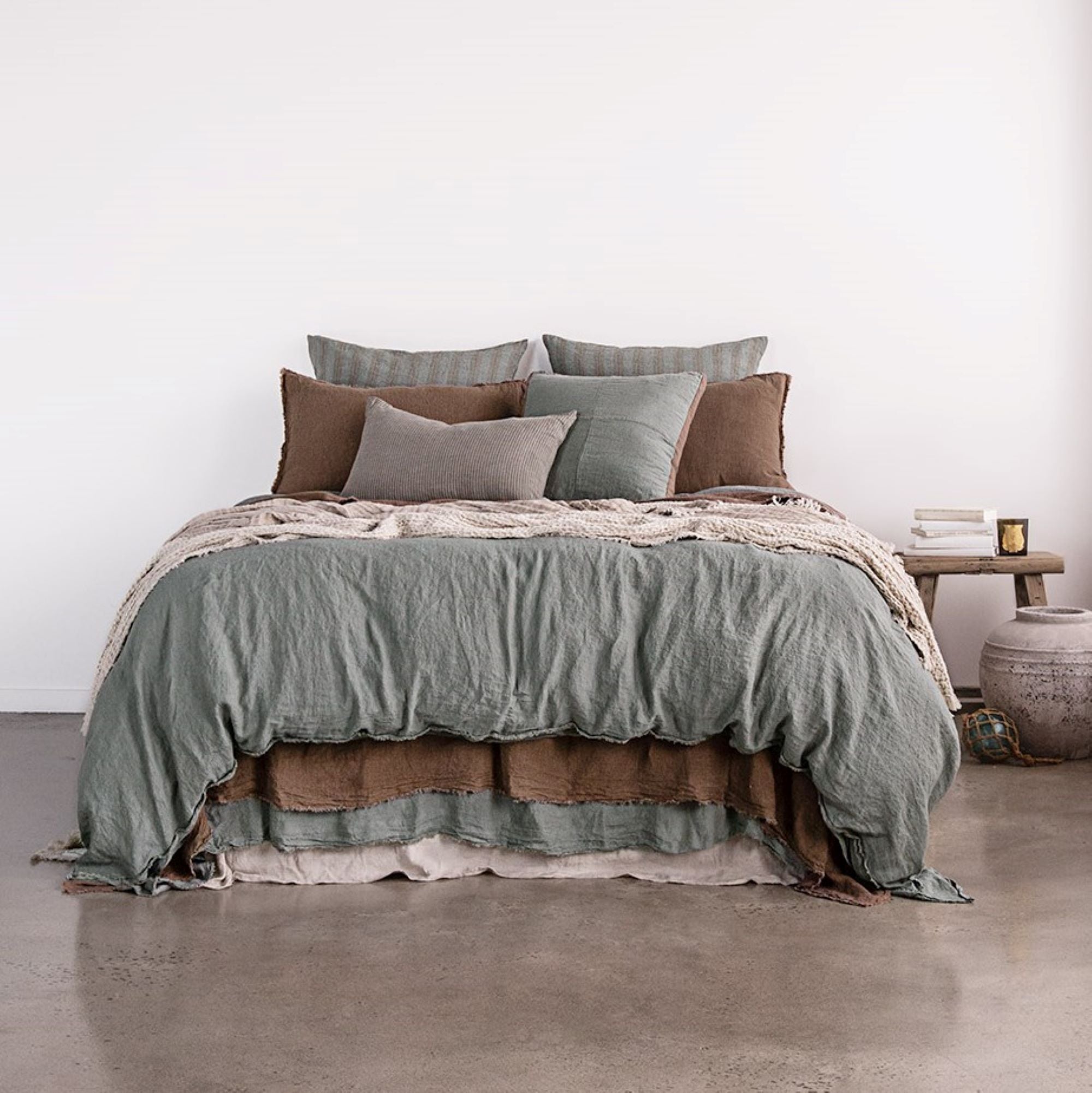 Linen Panel Pillow  | Teal & Brown | Hale Mercantile Co.