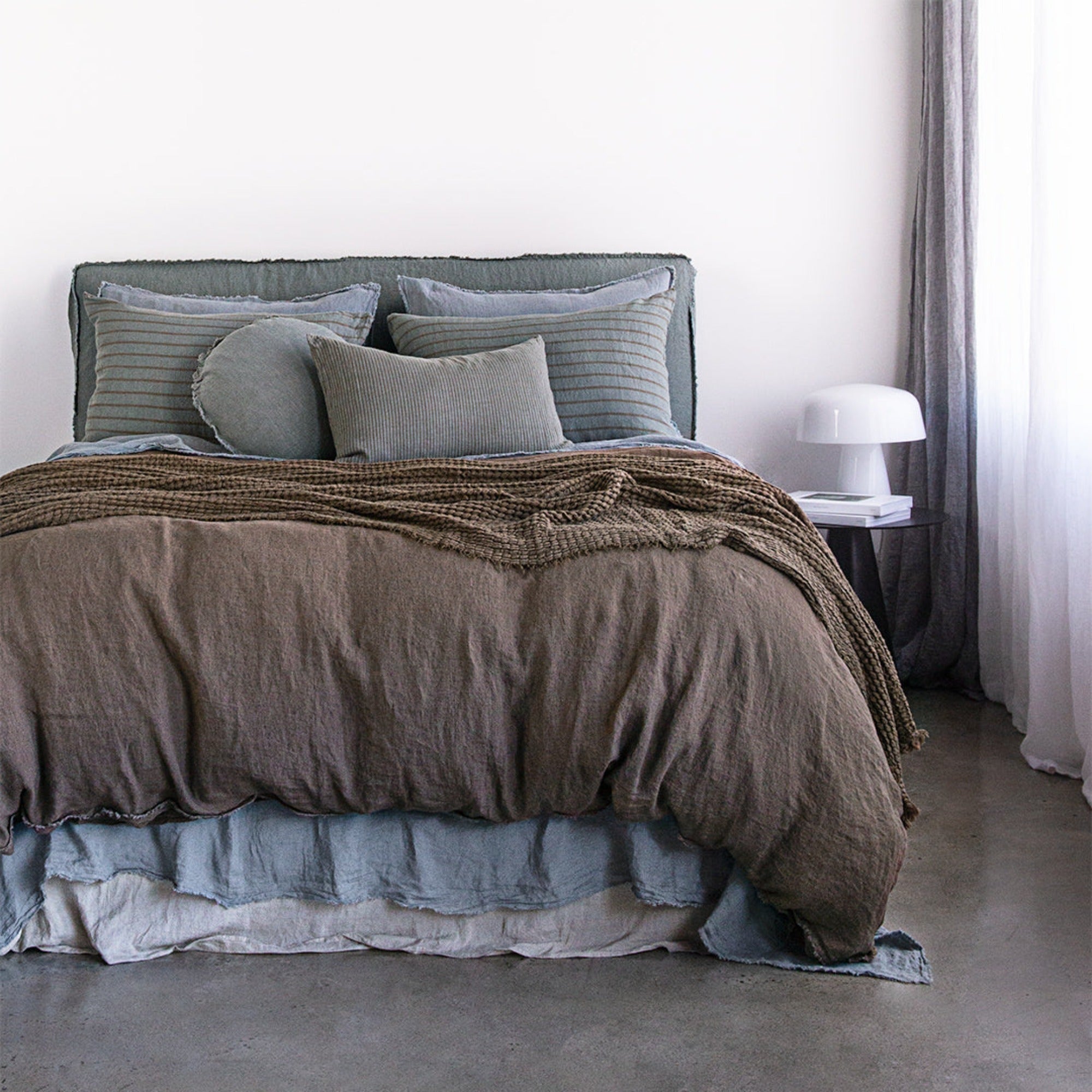 Stripe Linen Pillowcase | Teal & Brown  | Hale Mercantile Co.