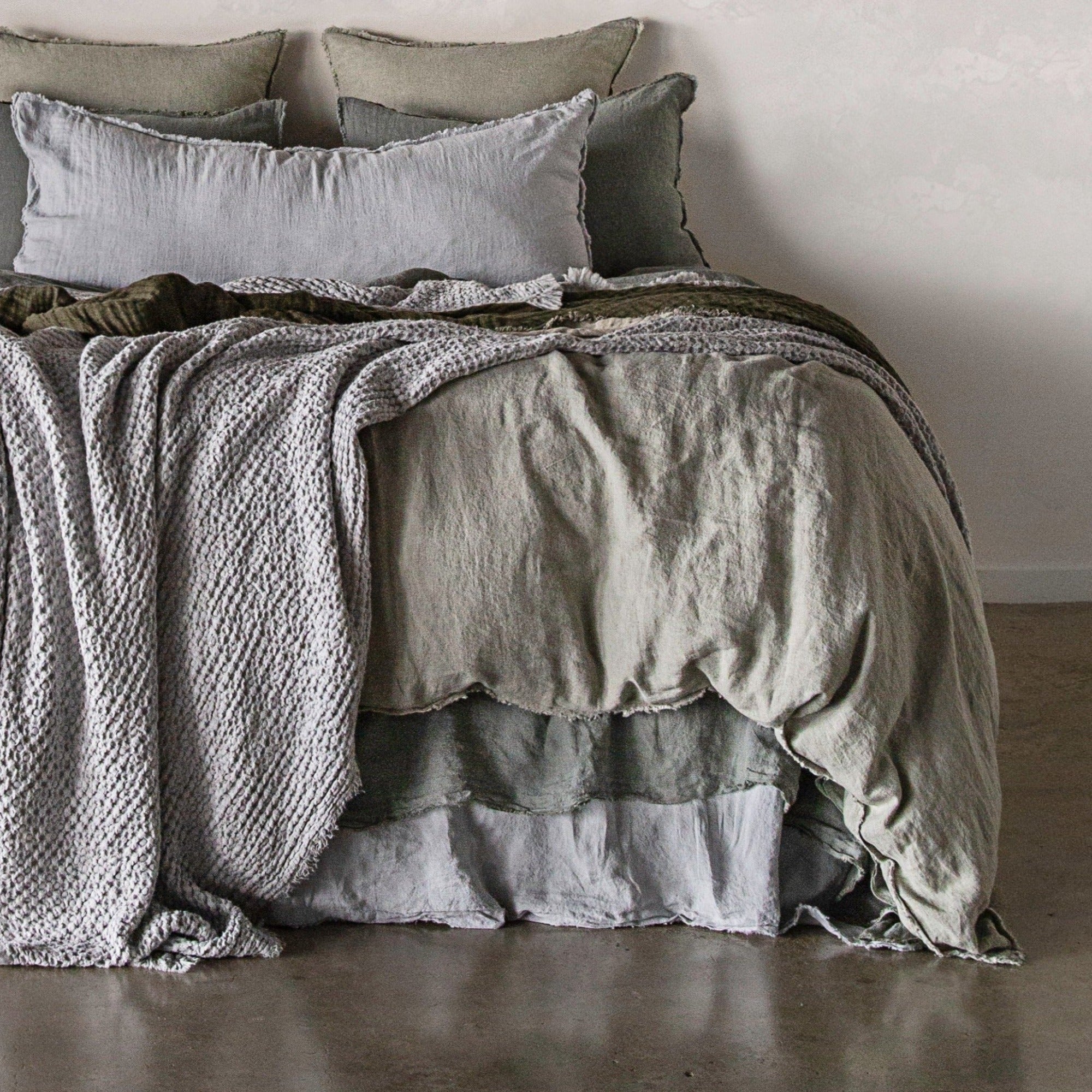 Luxury Linen Bed Skirt | Pale Grey | Hale Mercantile Co.
