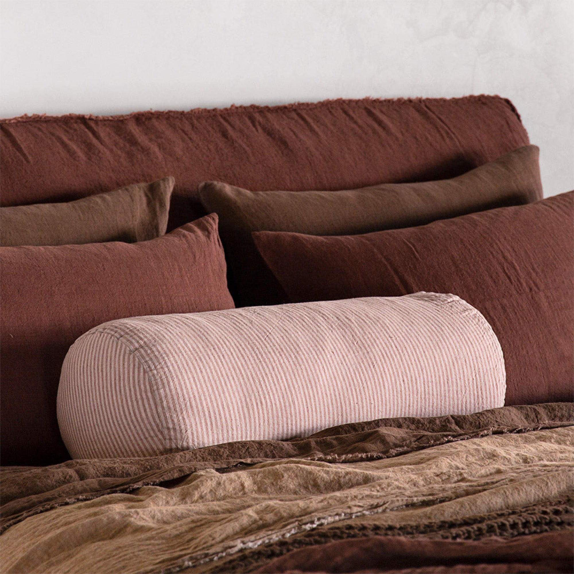 Linen Bolster Pillow | Pink Stripe | Hale Mercantile Co.
