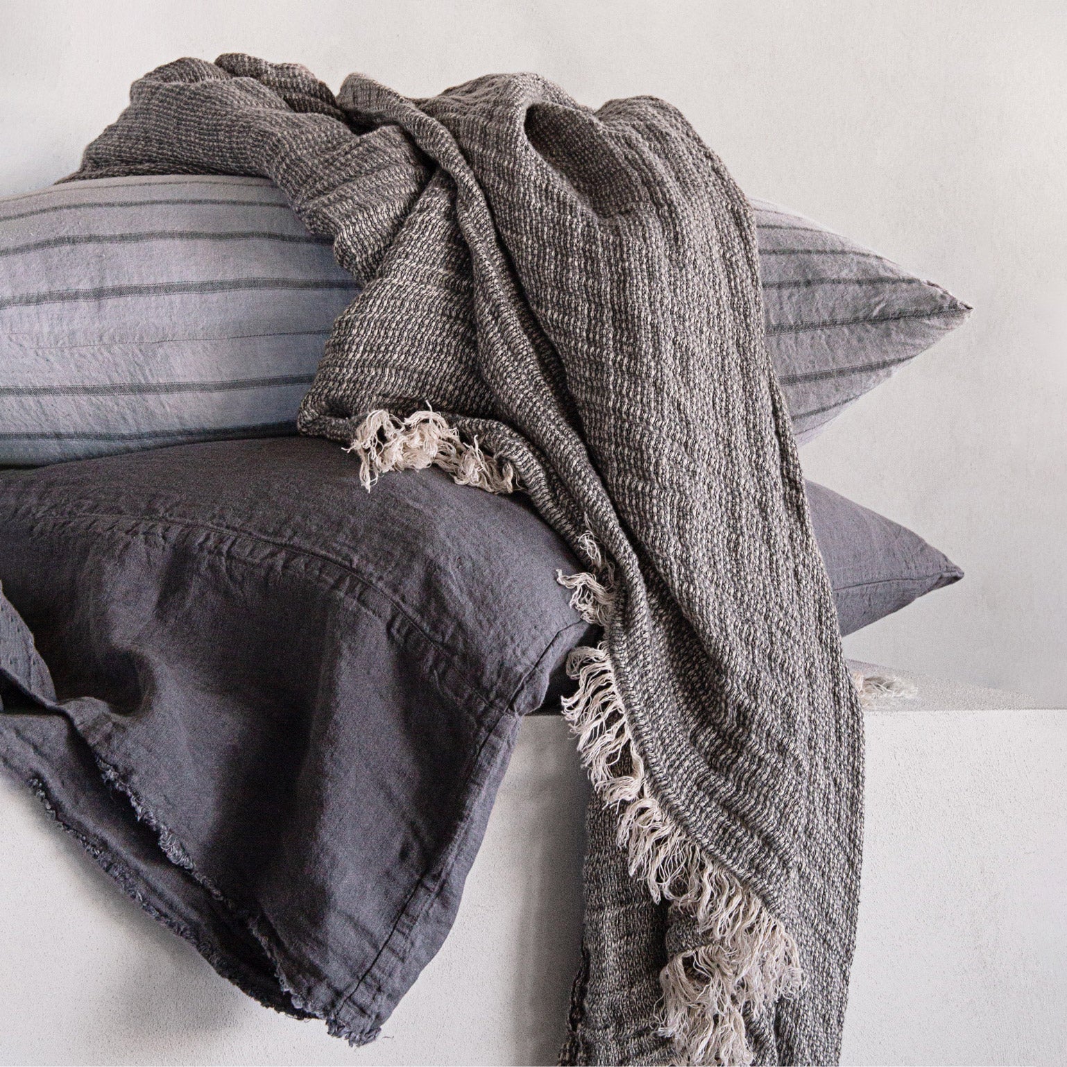 Long Linen Pillowcases | Charcoal Grey | Hale Mercantile Co.