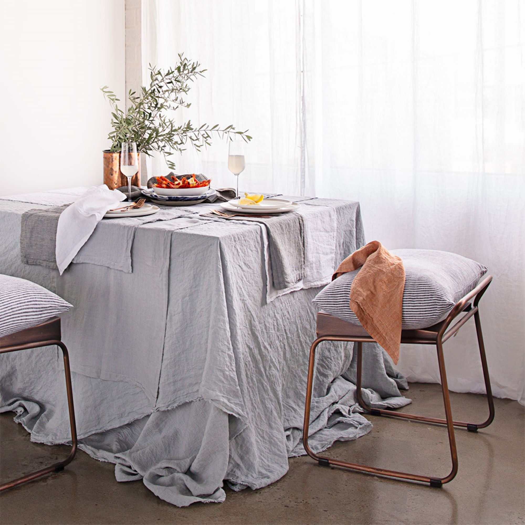 Linen Table Runner | Pale Grey | Hale Mercantile Co.