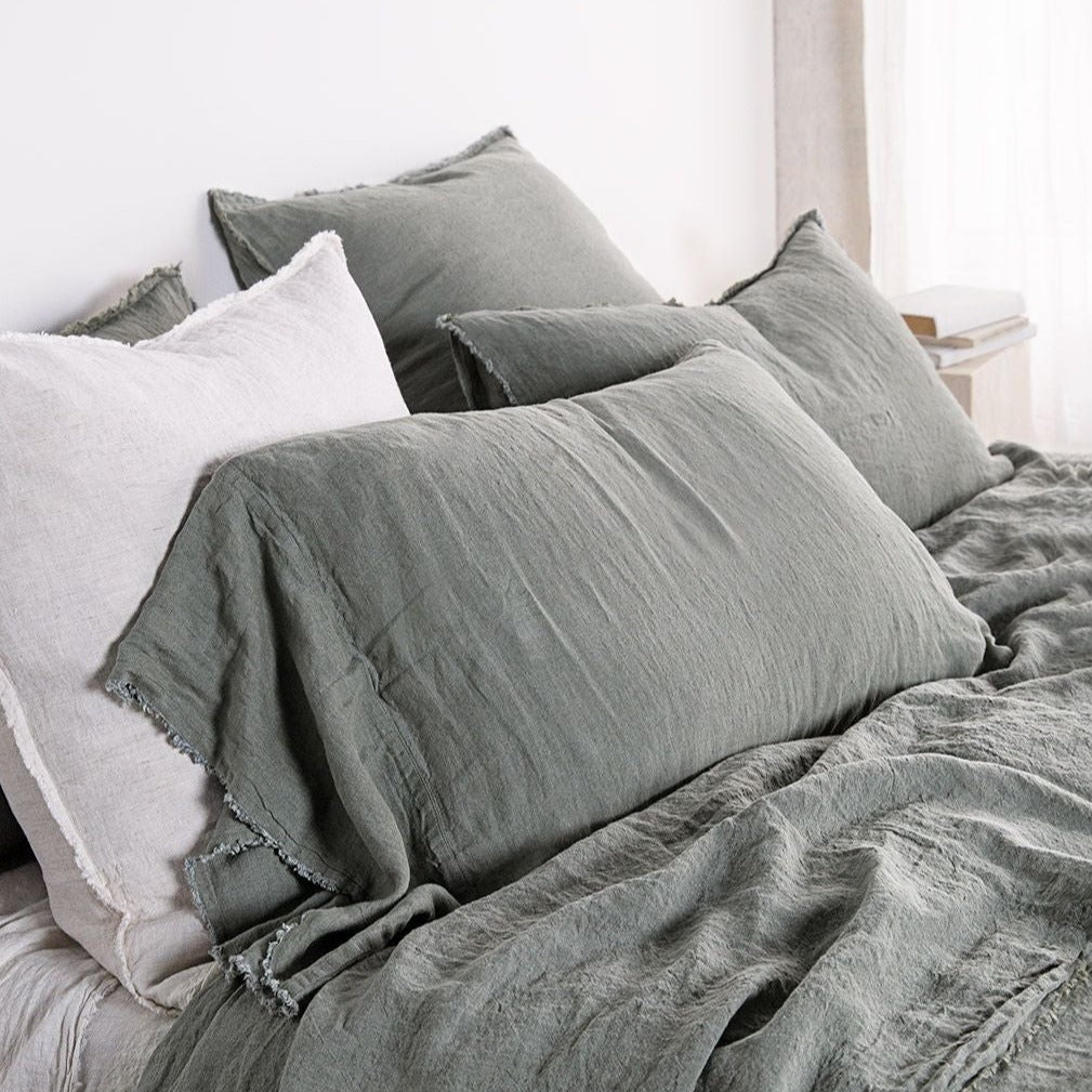Long Linen Pillowcases | Oceanic Green Blue | Hale Mercantile Co.