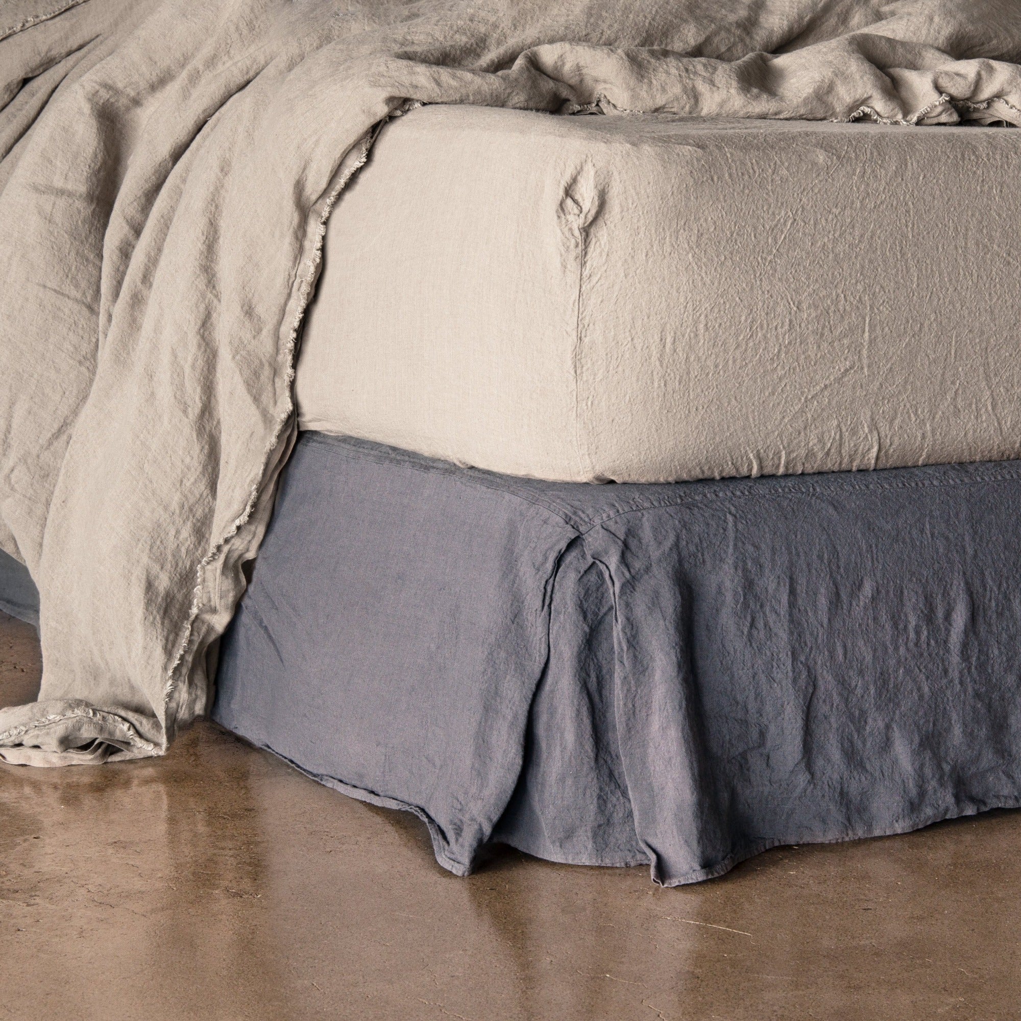 Luxury Linen Bed Skirt | Charcoal Grey | Hale Mercantile Co.