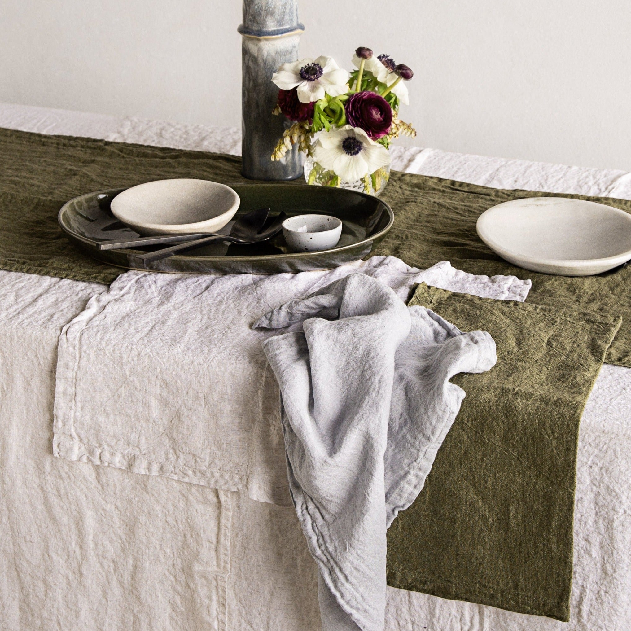 Linen Table Runner | Deep Khaki | Hale Mercantile Co.