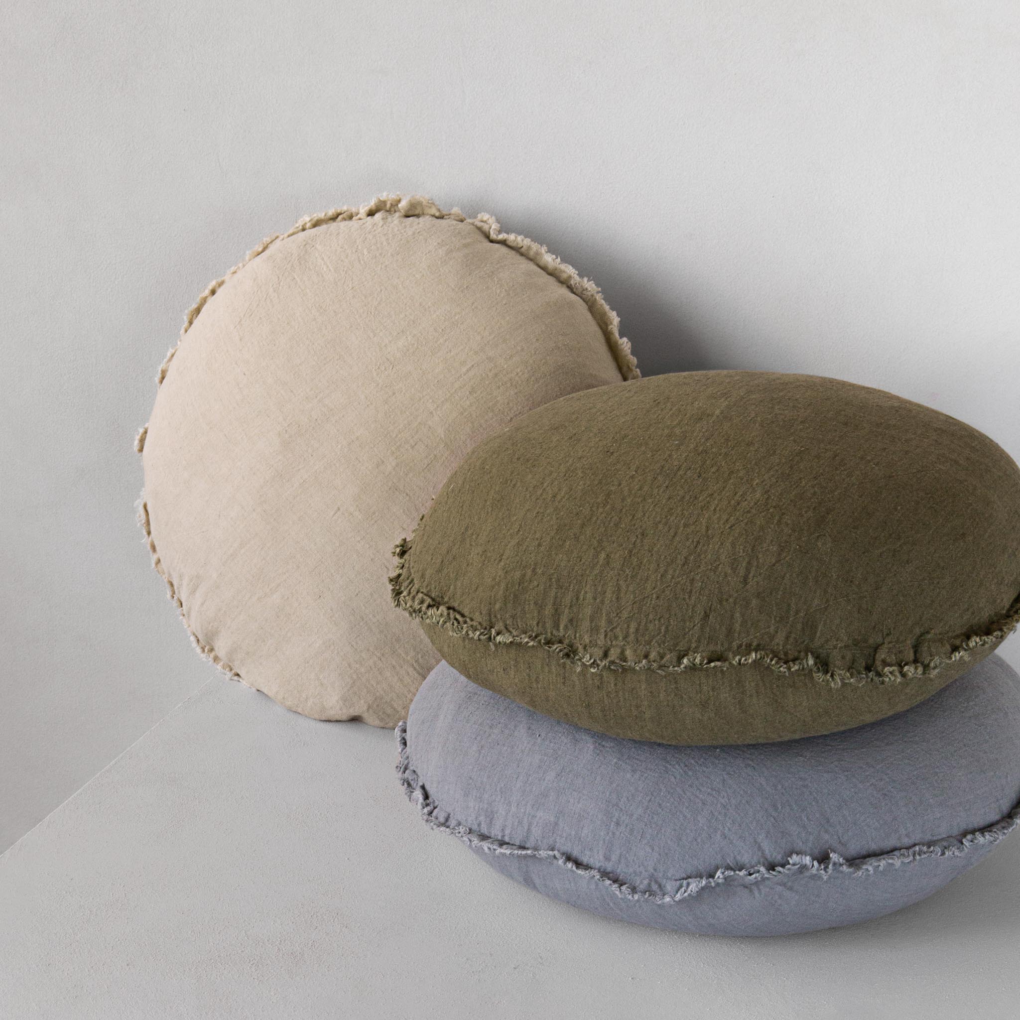 Round Linen Pillow | Deep Khaki | Hale Mercantile Co.