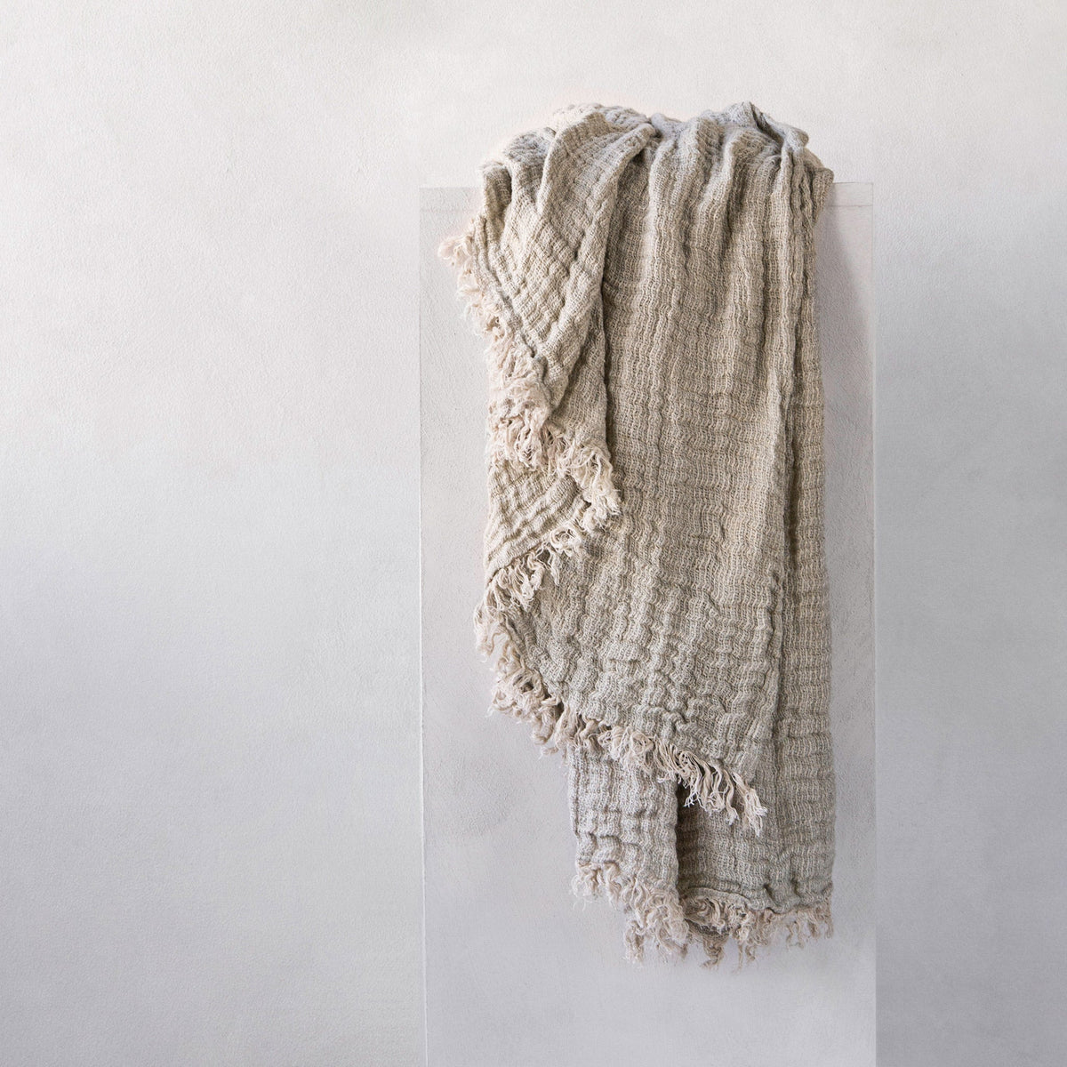 Crush Linen Throw Blanket - Argent Melange