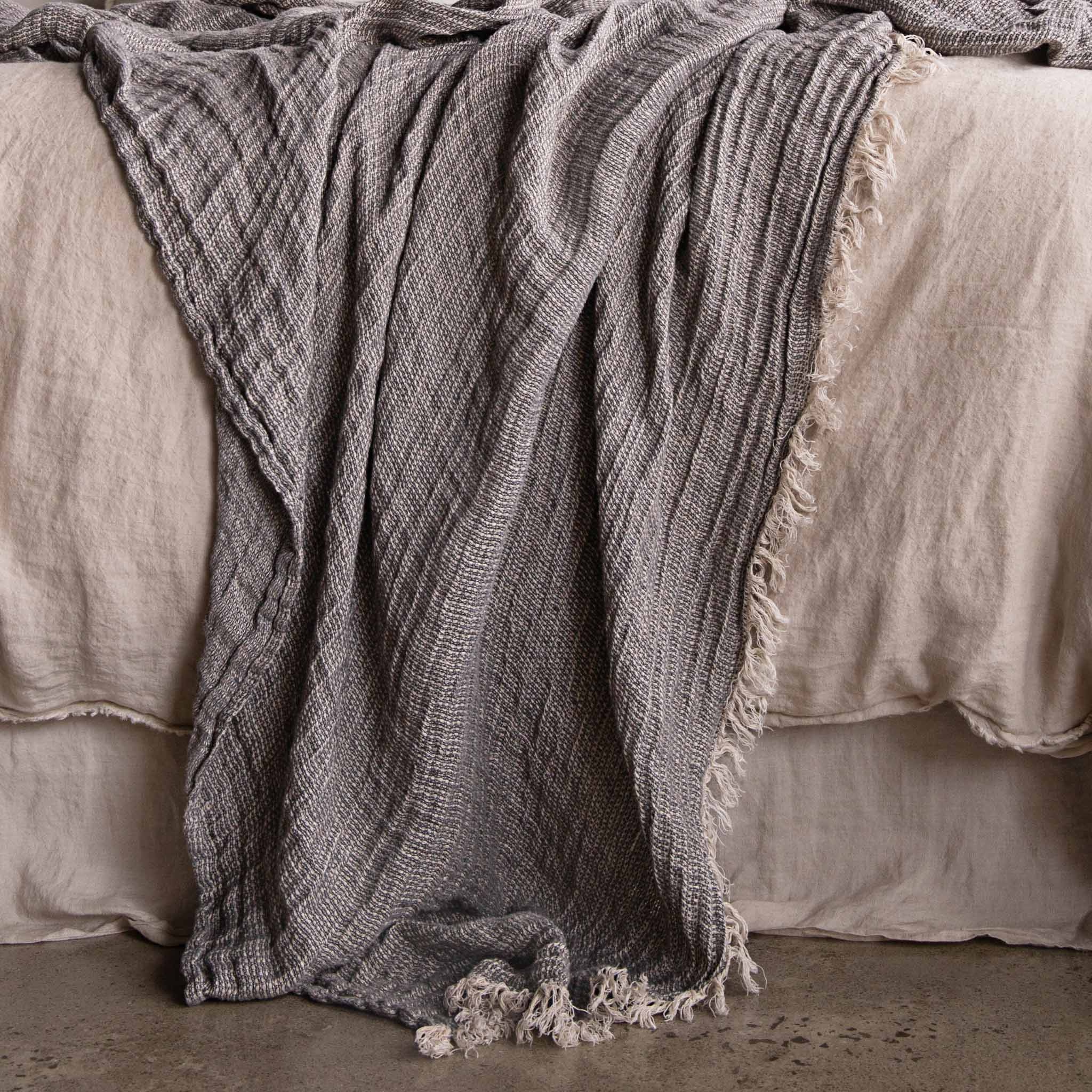 Linen Throw Blanket | Charcoal Grey | Hale Mercantile Co.